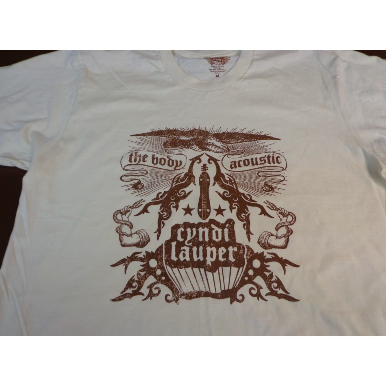 Vintage VINTAGE CYNDI LAUPER The Body Acoustic T Shirt Cream M Unisex Adults Short Sleeve Graphic Tee Medium Cream Mens Womens Girls Boys Size US M / EU 48-50 / 2 - 2 Thumbnail