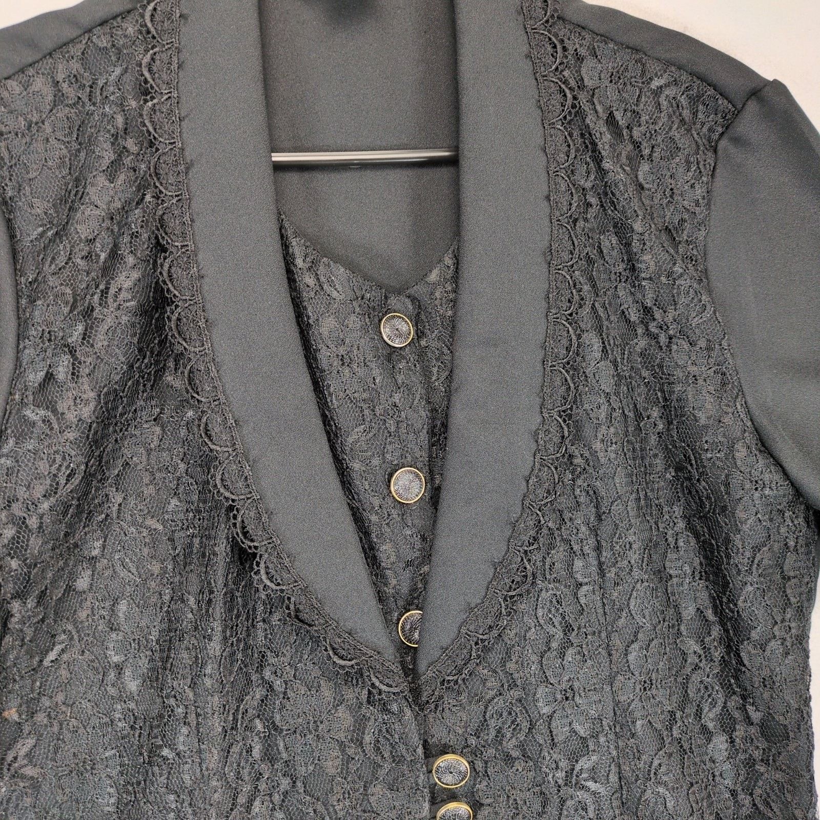 Vintage Vintage Beautiful U Women's M Black Floral Lace Blouse Top Size M / US 6-8 / IT 42-44 - 4 Thumbnail