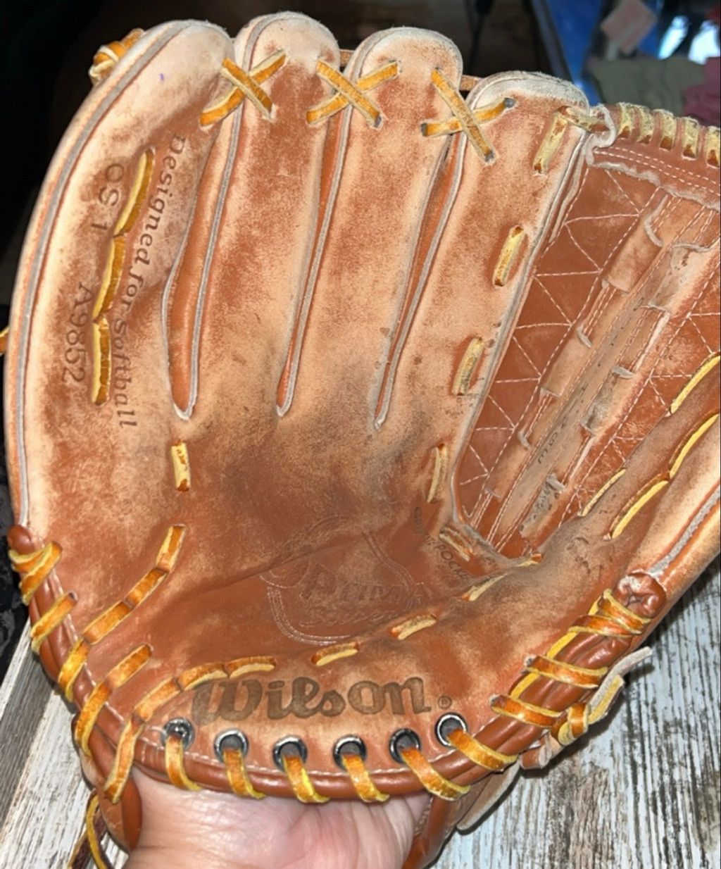 Other Wilson Softball Glove One Size Brown Yellow Size ONE SIZE - 3 Thumbnail