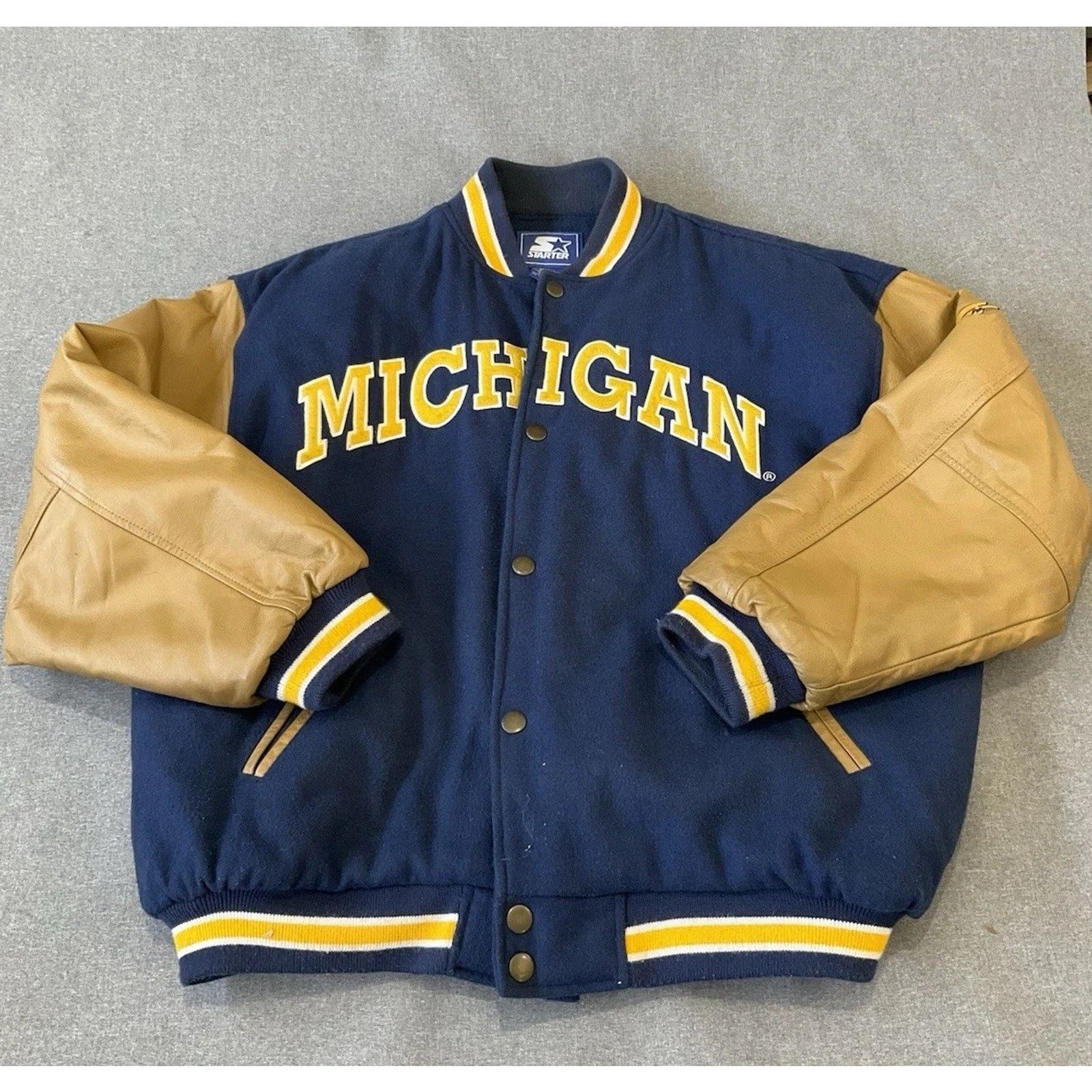 Starter Vintage Michigan Wolverines Starter Wool and Leather XL Size US XL / EU 56 / 4 - 1 Thumbnail