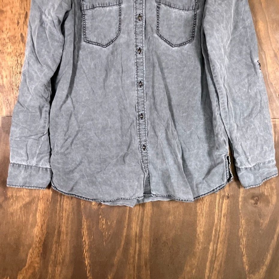 Express Express Womens Shirt Gray Button-Down Roll Tab Sleeve Small Size S / US 4 / IT 40 - 3 Thumbnail