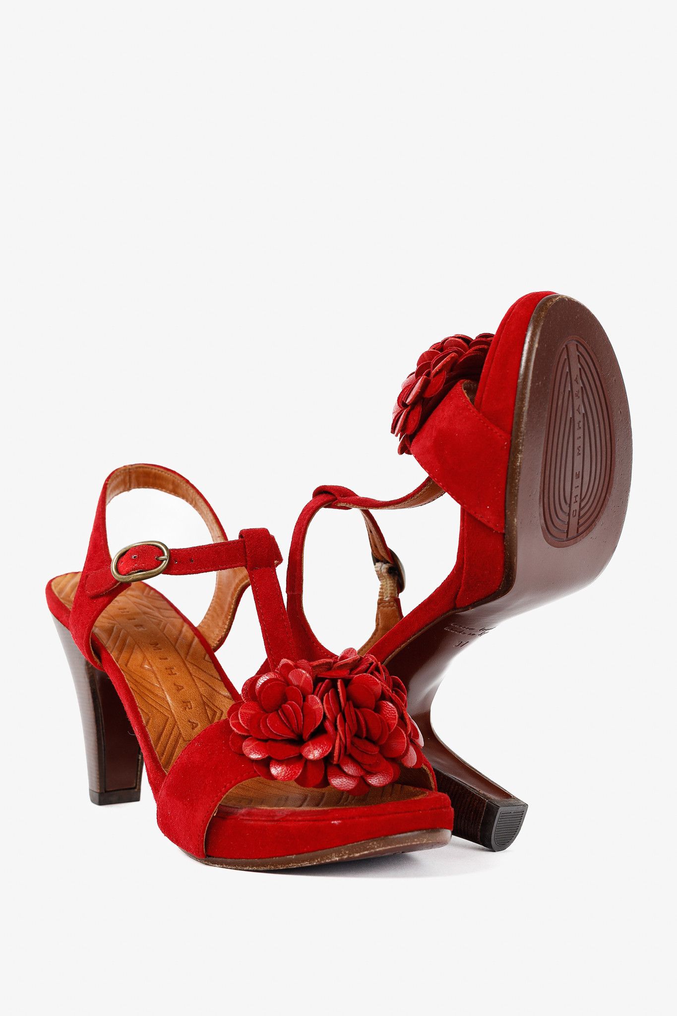 Designer Chie Mihara Xifon Rojo Suede Rosette Sandals Size US 6.5 / IT 36.5 - 4 Thumbnail