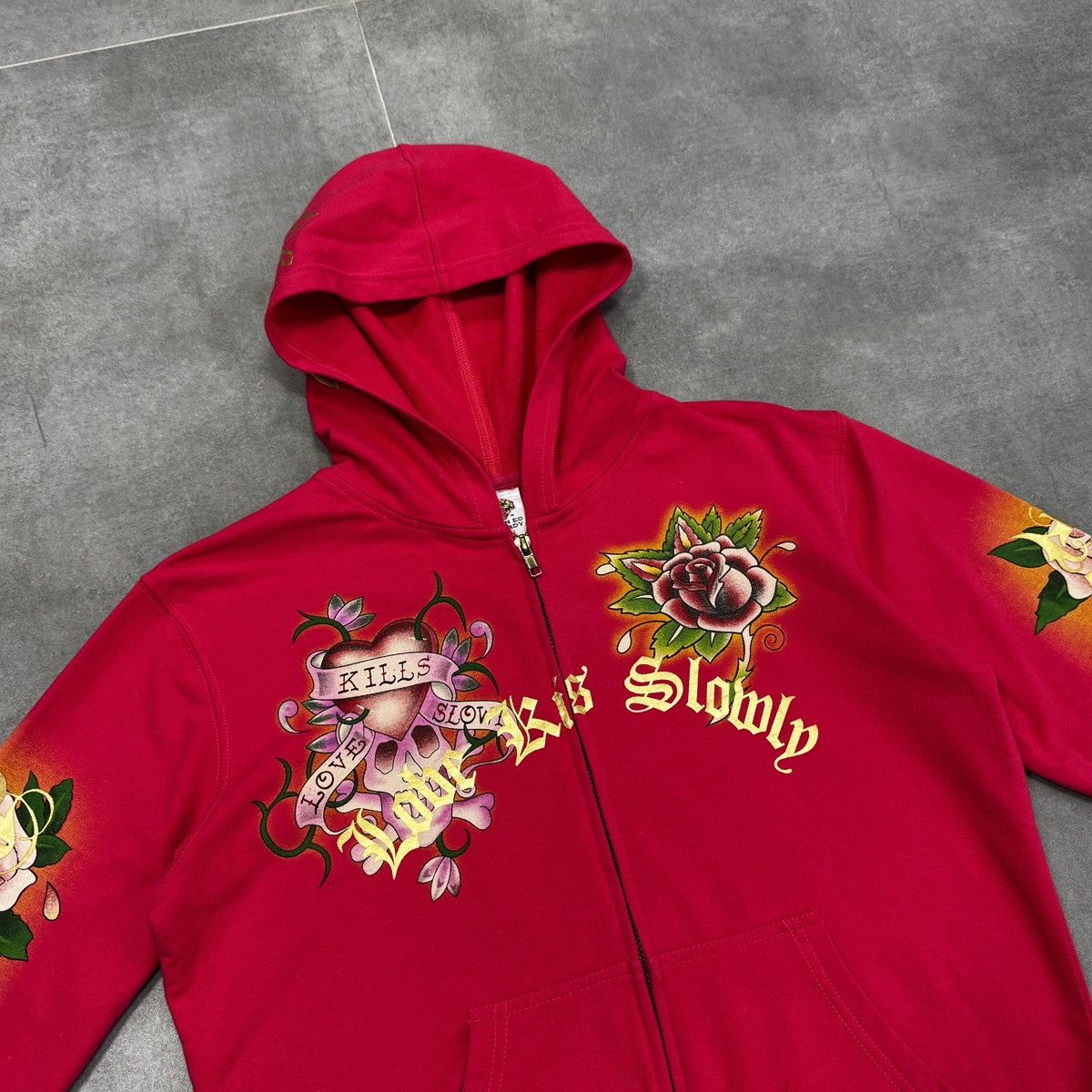 Ed Hardy Ed Hardy Christian Audigier Tattoo Skulls Roses Zip Hoodie Size L / US 10 / IT 46 - 10 Thumbnail