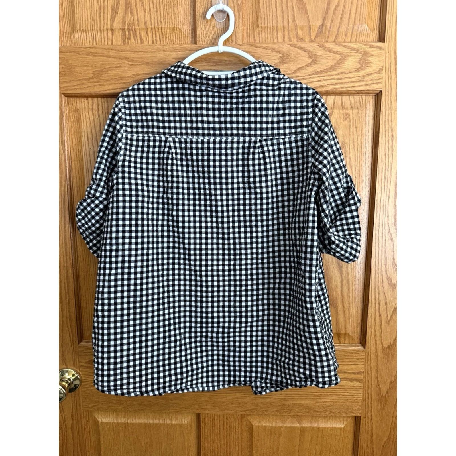 Vintage Woman Within Black & White Gingham Button Down Plus Size Woman's 1X 22/24 Size XL / US 12-14 / IT 48-50 - 2 Thumbnail