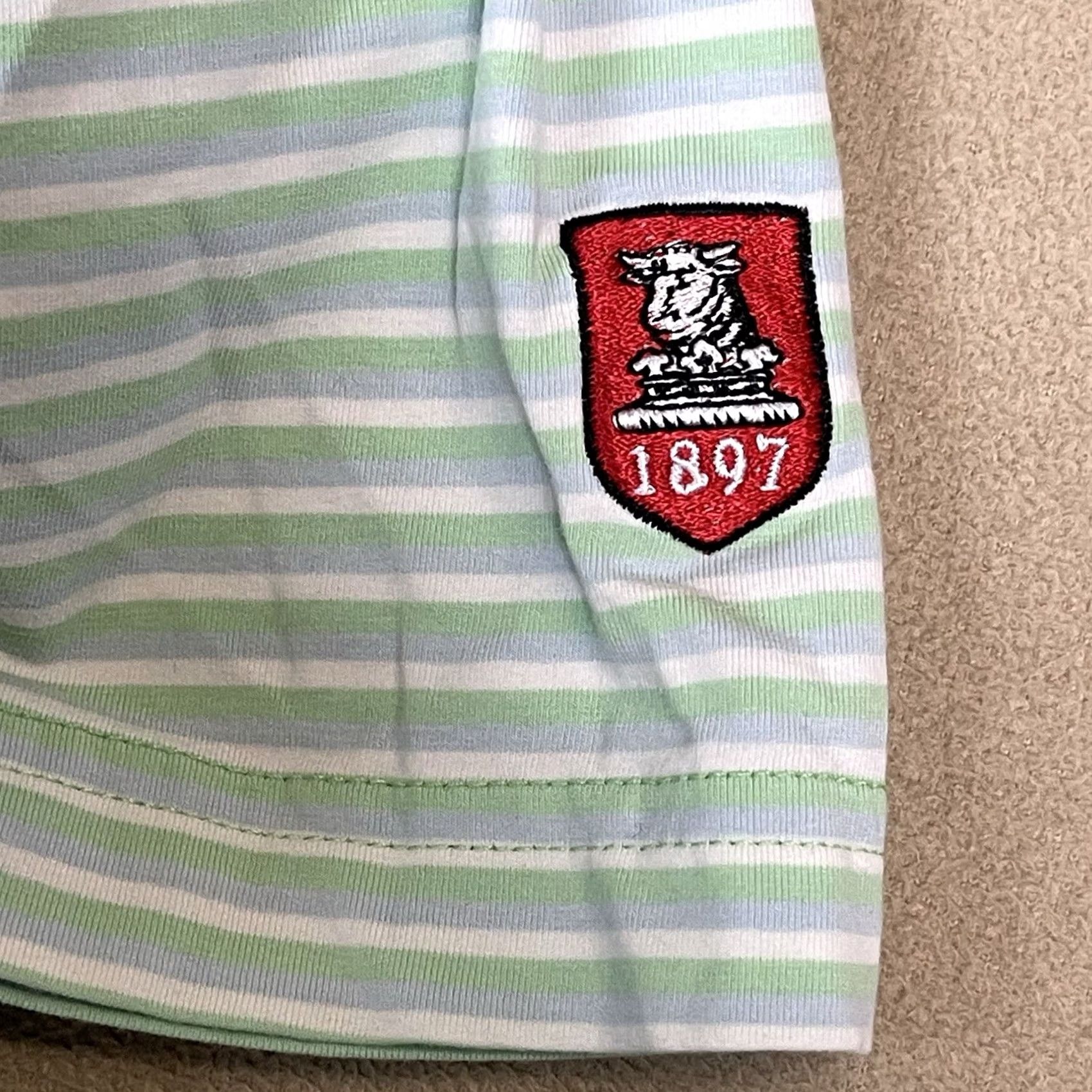Peter Millar Peter Millar Polo Shirt Mens L Green Striped Crown Crafted Golf Performance Shirt Size US L / EU 52-54 / 3 - 7 Thumbnail