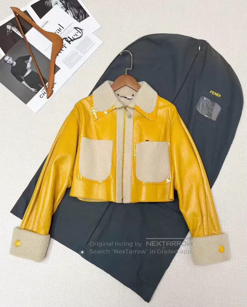 Fendi Leather and fur integrated biker jacket