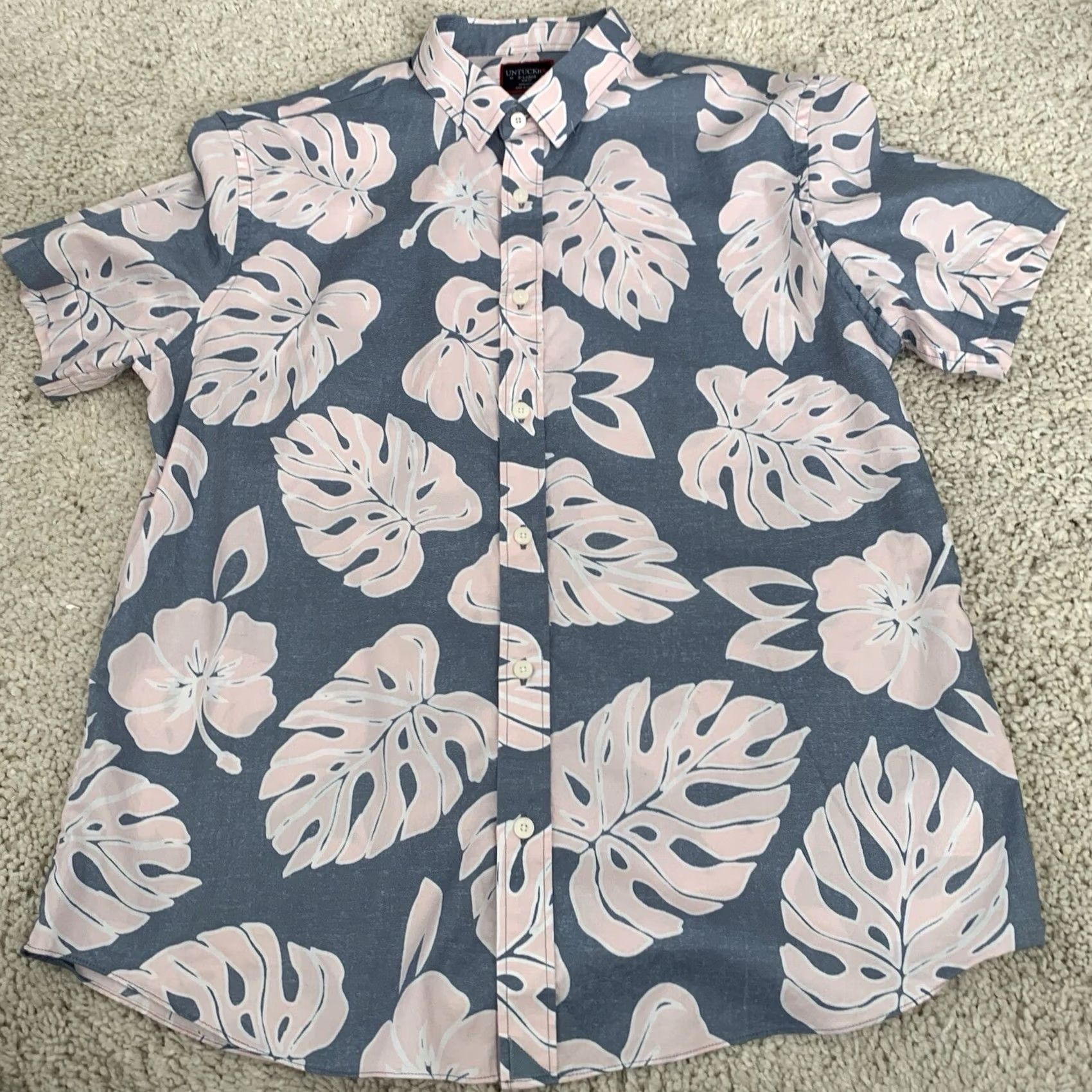 UNTUCKit UNTUCKit Shirt Men XL Conero Floral Blue Pink Hibiscus Slim Fit Cotton Button Up Shirt Size US XL / EU 56 / 4 - 7 Thumbnail