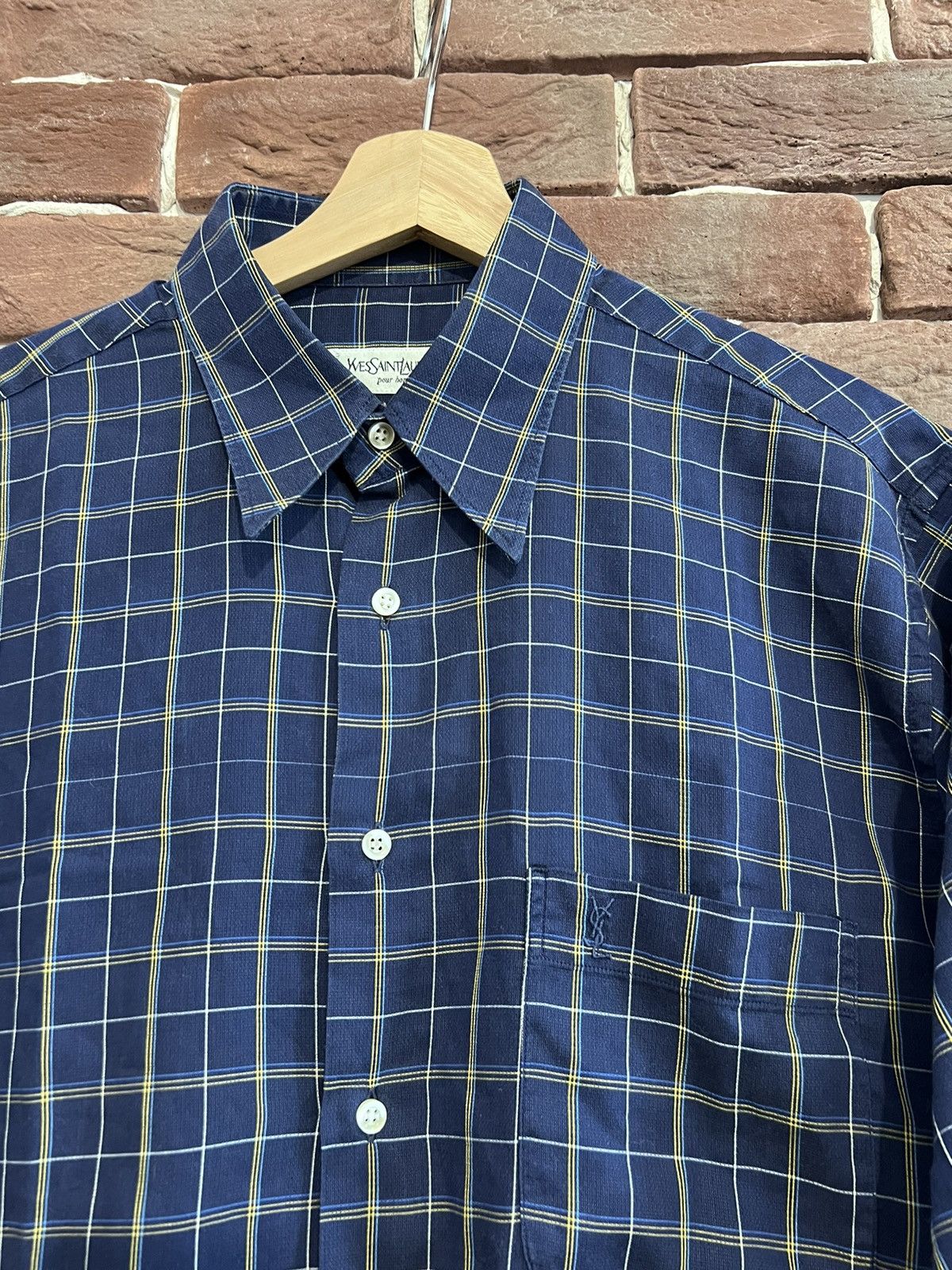 Yves Saint Laurent 90s Vintage Yves Saint Laurent Big Button Short Sleeve Shirt Size US M / EU 48-50 / 2 - 3 Thumbnail
