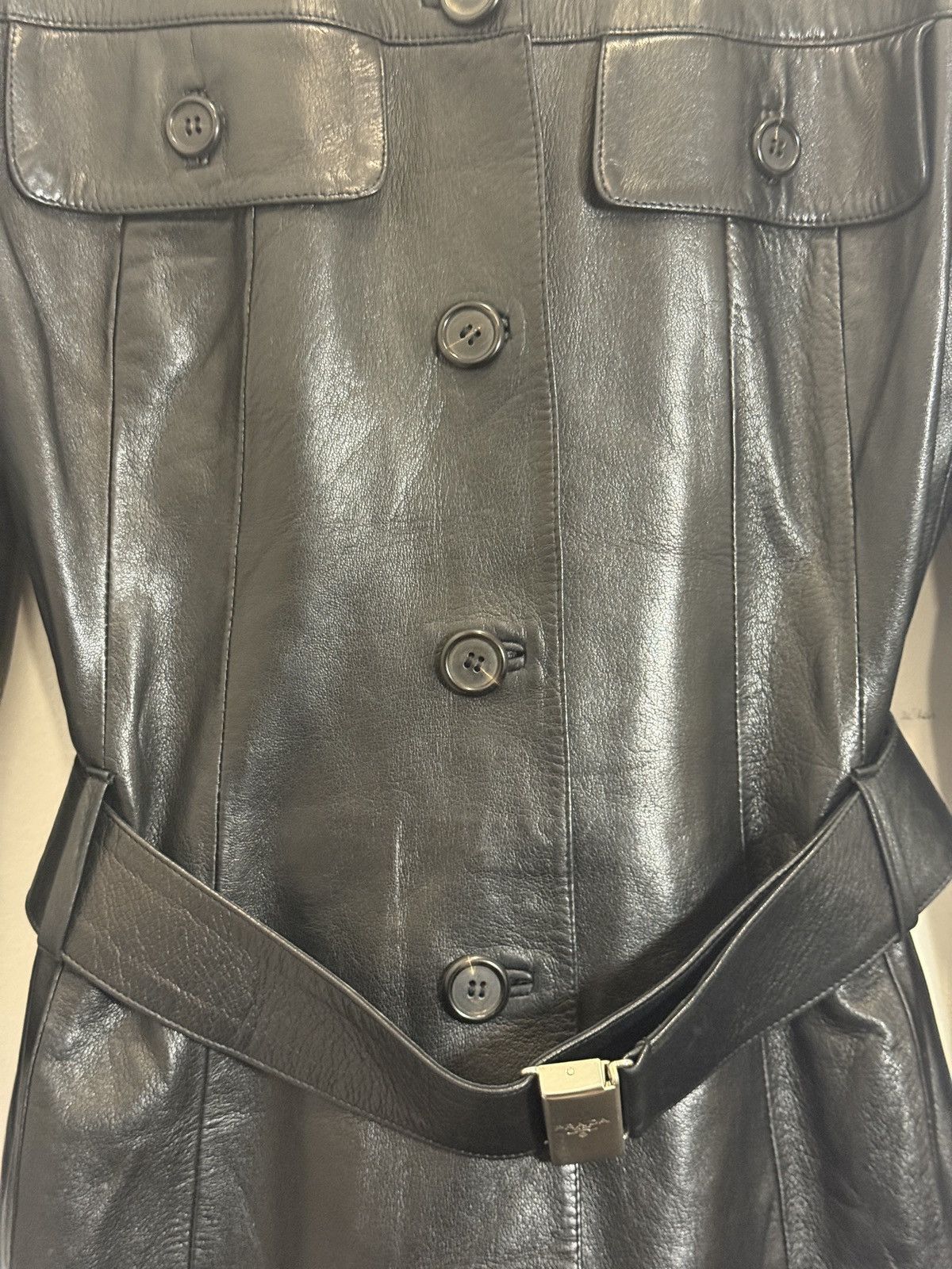 Prada 90’s Leather Belted Jacket Size S / US 4 / IT 40 - 7 Thumbnail