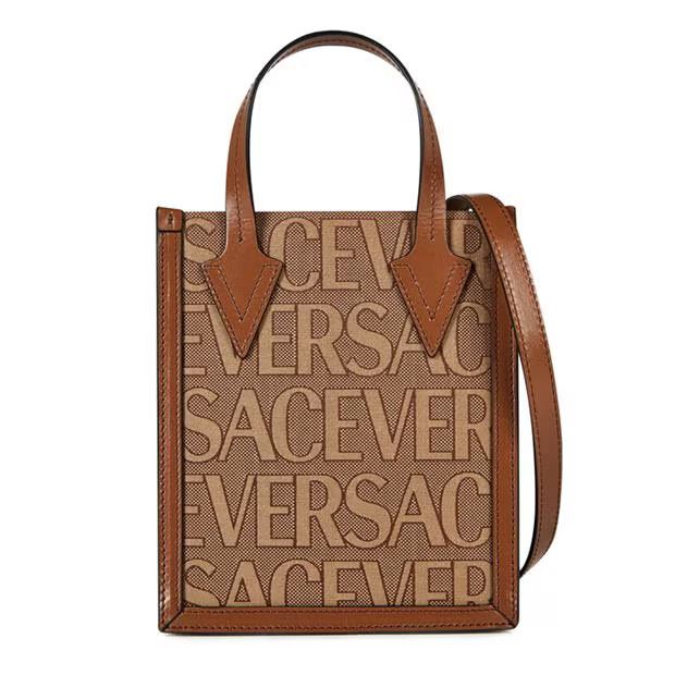 Versace o1g2r1mq0824 Size: OS / Allover Mini Tote in Beige & Brown Size ONE SIZE - 1 Thumbnail