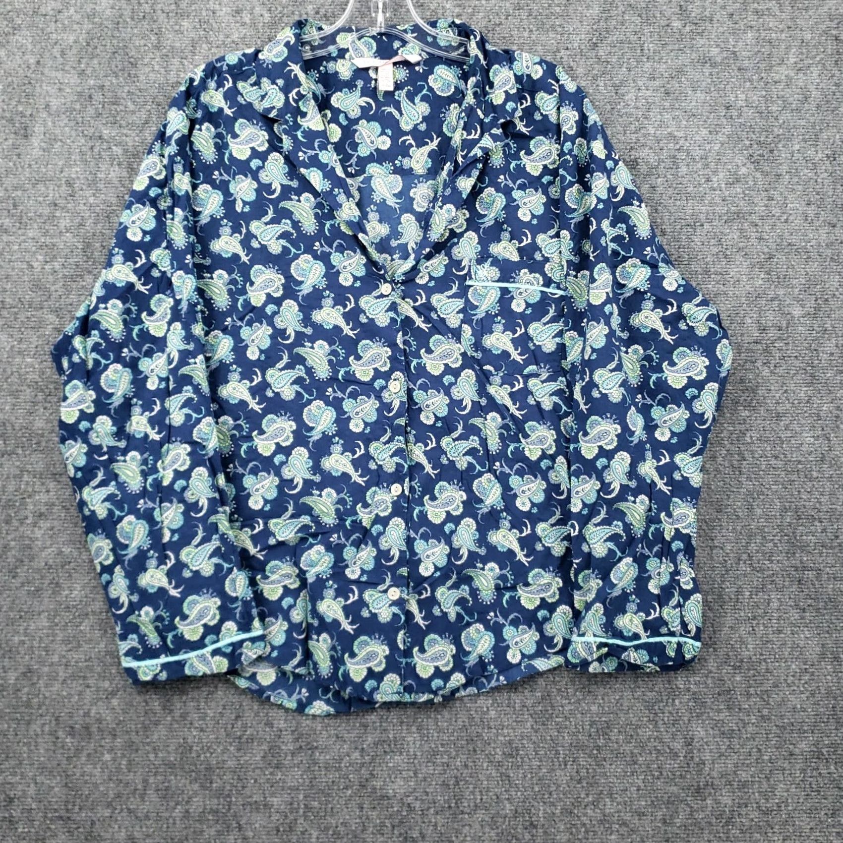 Victoria's Secret Victoria's Secret Pajama Top Womens L Blue Paisley Long Sleeve Sleepwear Size L / US 10 / IT 46 - 2 Thumbnail
