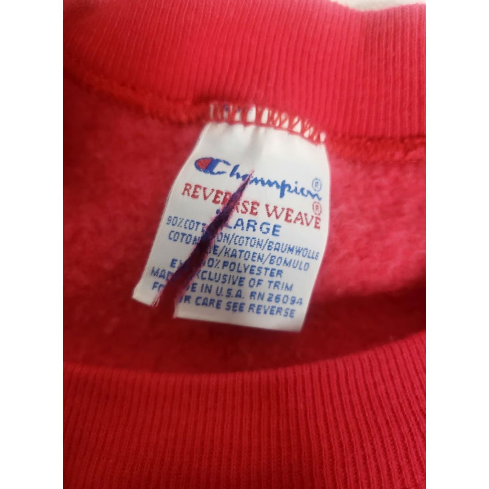 Champion VINTAGE Champion Reverse Weave Sweatshirt Red LG 80s Athletic Crew Neck Long Sleeve Pullover Mens Sweatshirt Size US L / EU 52-54 / 3 - 2 Thumbnail