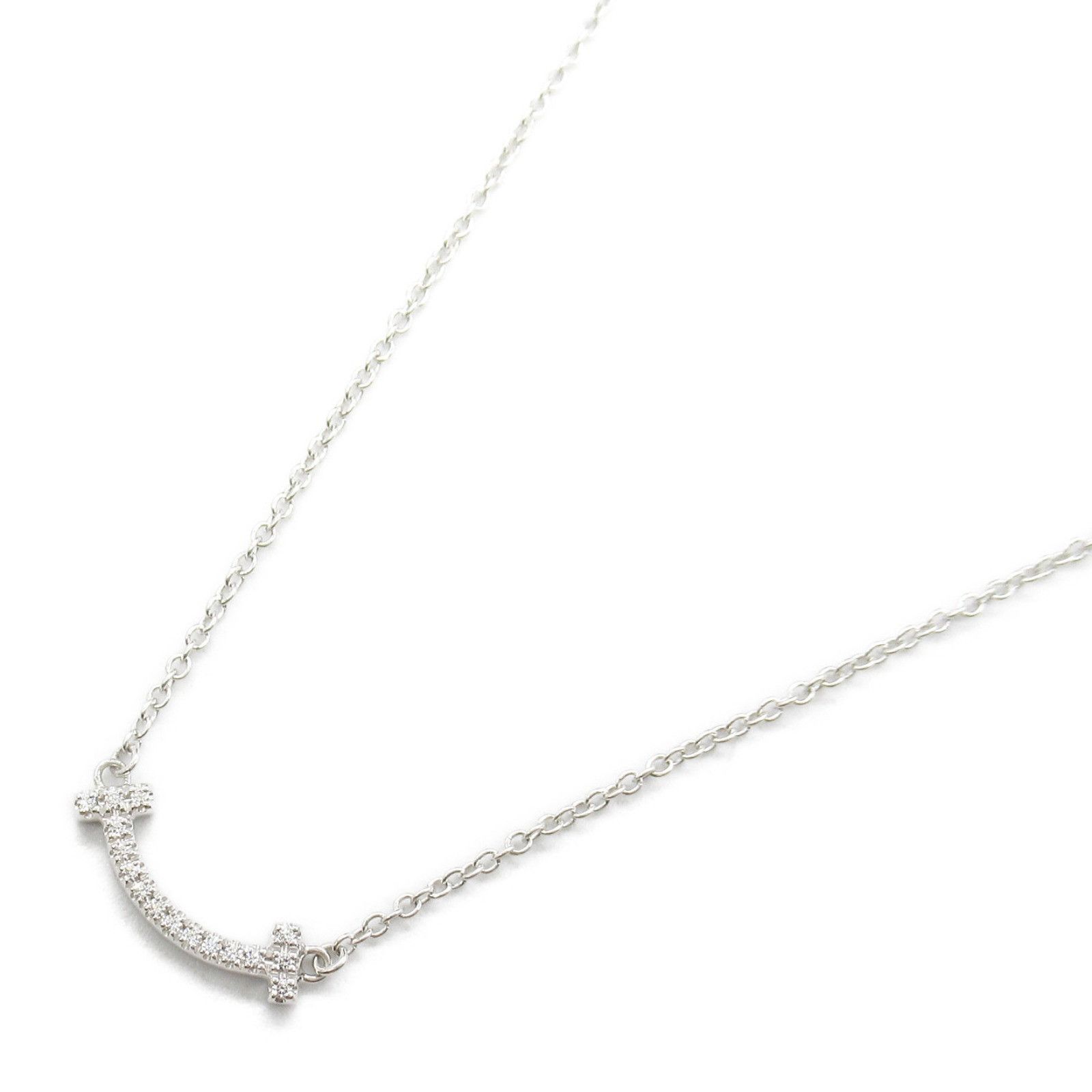 Tiffany & Co. Tiffany & Co Tiffany & Co. T Smile Mini Au750 Diamond Necklace Calfskin Necklace Size ONE SIZE - 1 Thumbnail
