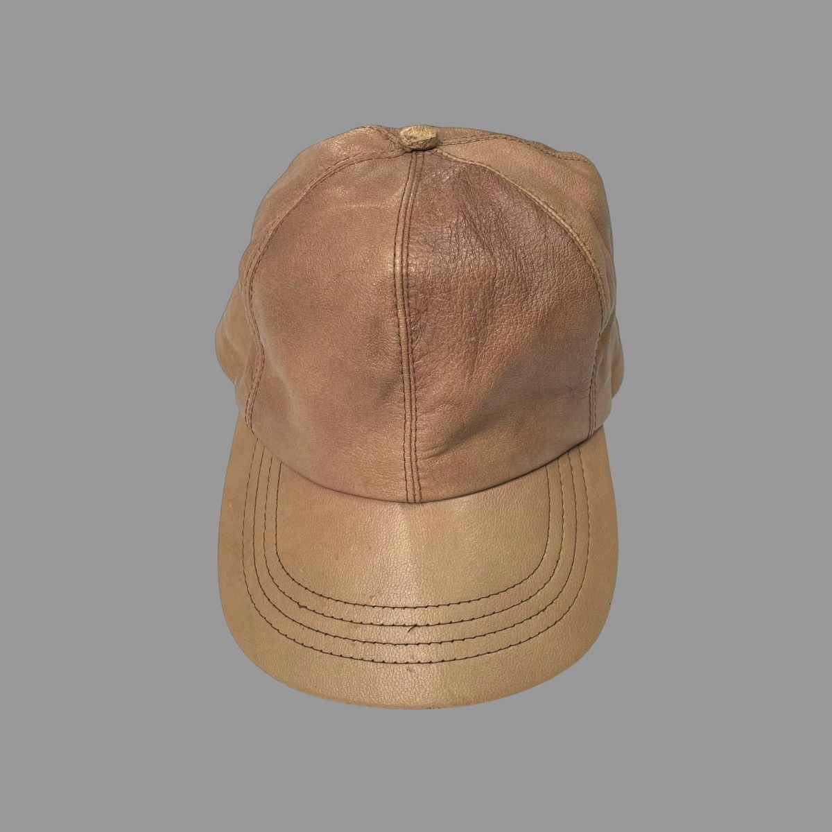 Vintage Vintage 90s tan leather hat Size ONE SIZE - 1 Thumbnail