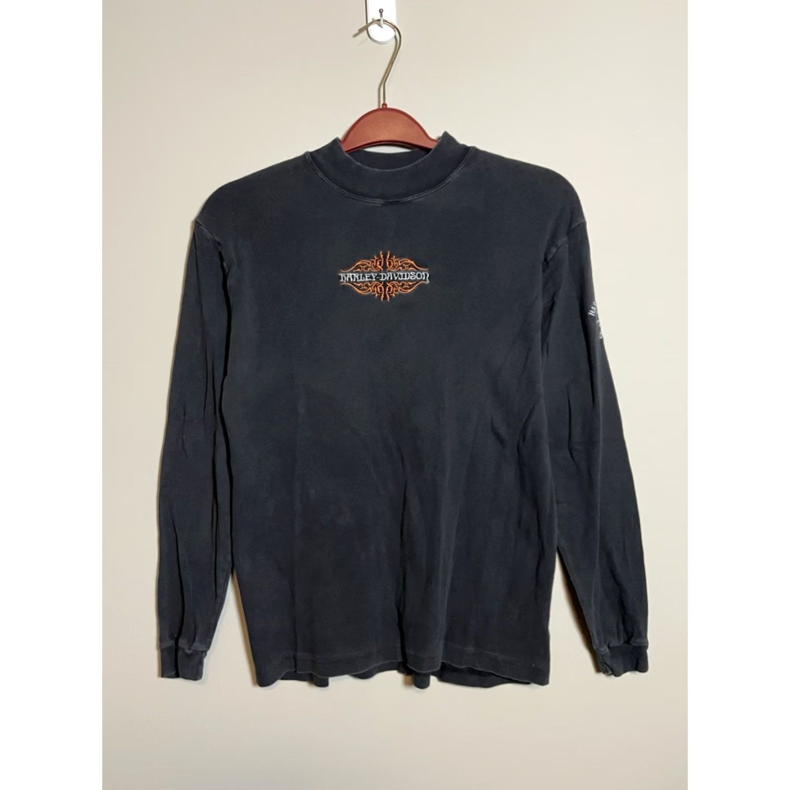 Harley Davidson Harley-Davidson Shirt Mens L Black Mock Neck Long Sleeve Cotton Polyester Breathable Easy Care Regular Fit T-Shirt Size US L / EU 52-54 / 3 - 2 Thumbnail