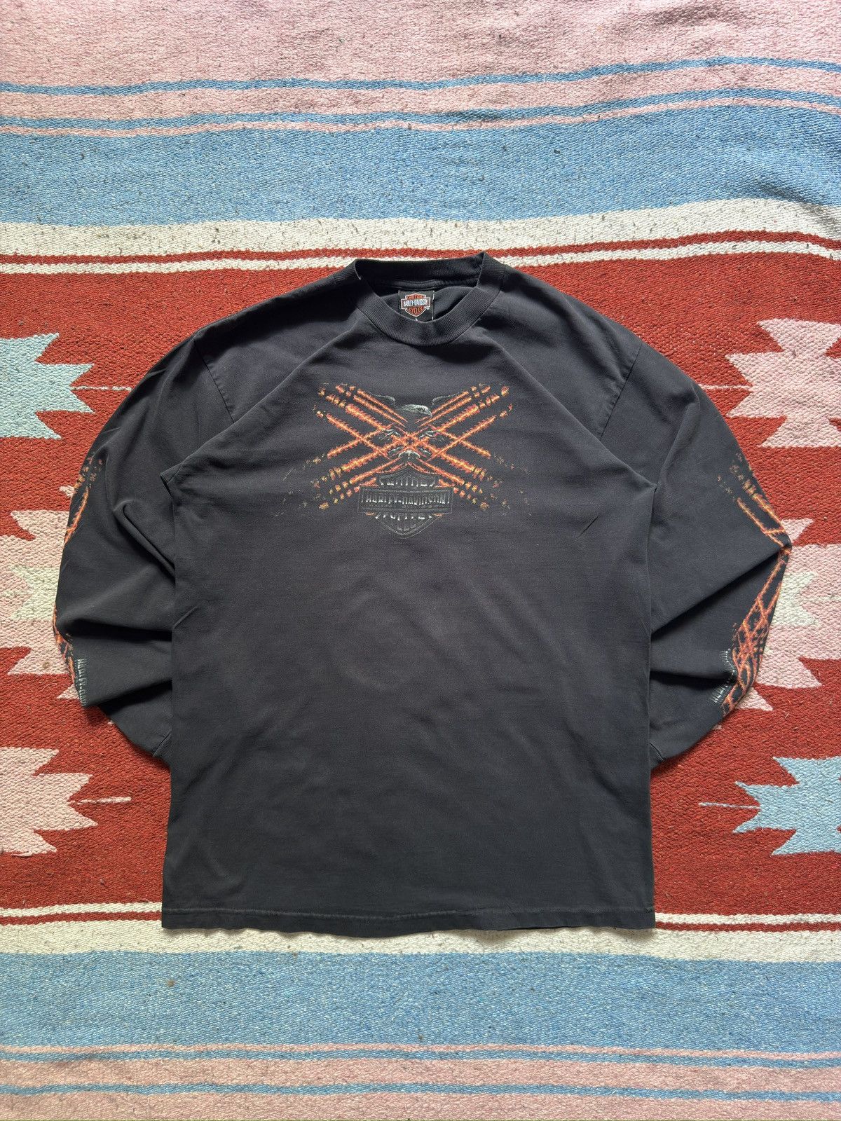 Harley Davidson × Vintage Vintage 2003 Harley Davidson Flame Sleeve Size US L / EU 52-54 / 3 - 1 Thumbnail