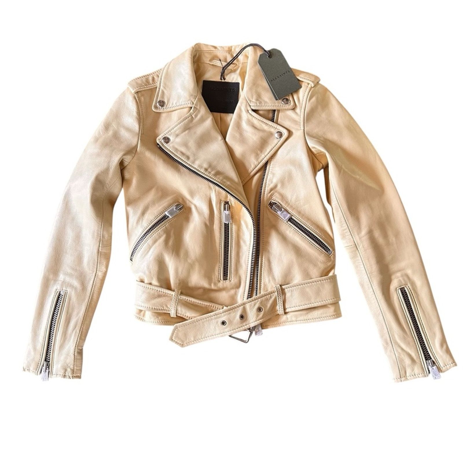 Allsaints AllSaints NWT Balfern Biker Jacket – Pale Yellow – Size 0 Size XS / US 0-2 / IT 36-38 - 6 Thumbnail