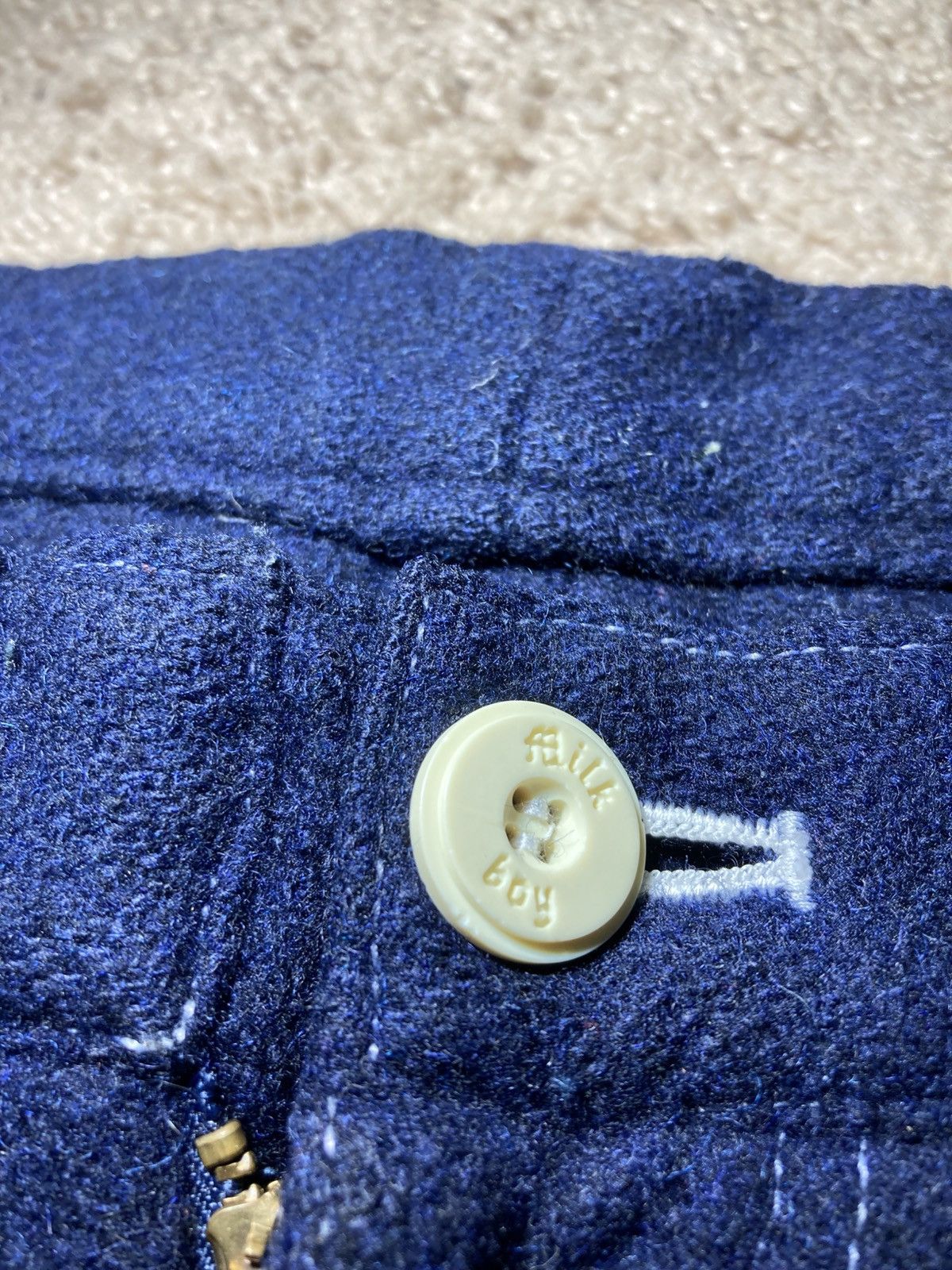 Japanese Brand 90s Milkboy Wool Carpenter Shorts Contrast Stitch Denim Faux Size US 30 / EU 46 - 2 Thumbnail