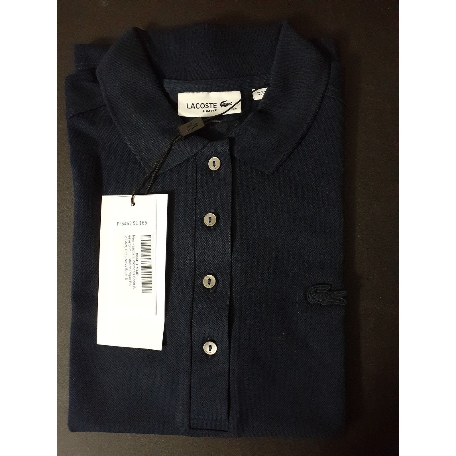 Lacoste Lacoste Women's Slim Fit Stretch Mini Pique Polo Navy 6 Size M / US 6-8 / IT 42-44 - 3 Thumbnail