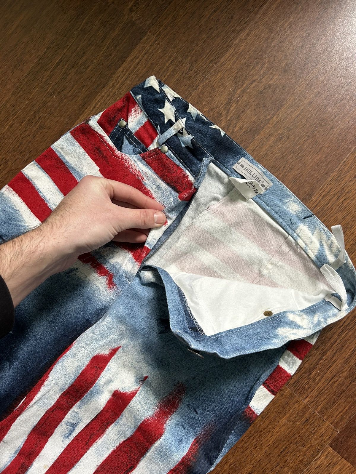 Japanese Brand Vintage American Flag Overprinted Women Jeans Streetwear Y2K Size 30" / US 8 / IT 44 - 9 Thumbnail