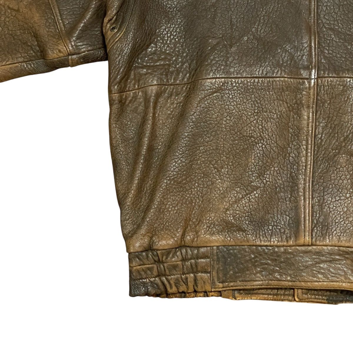 Vintage Vintage 90s Distressed Brown Sheep Leather A-2 Bomber Jacket Size US L / EU 52-54 / 3 - 14 Thumbnail