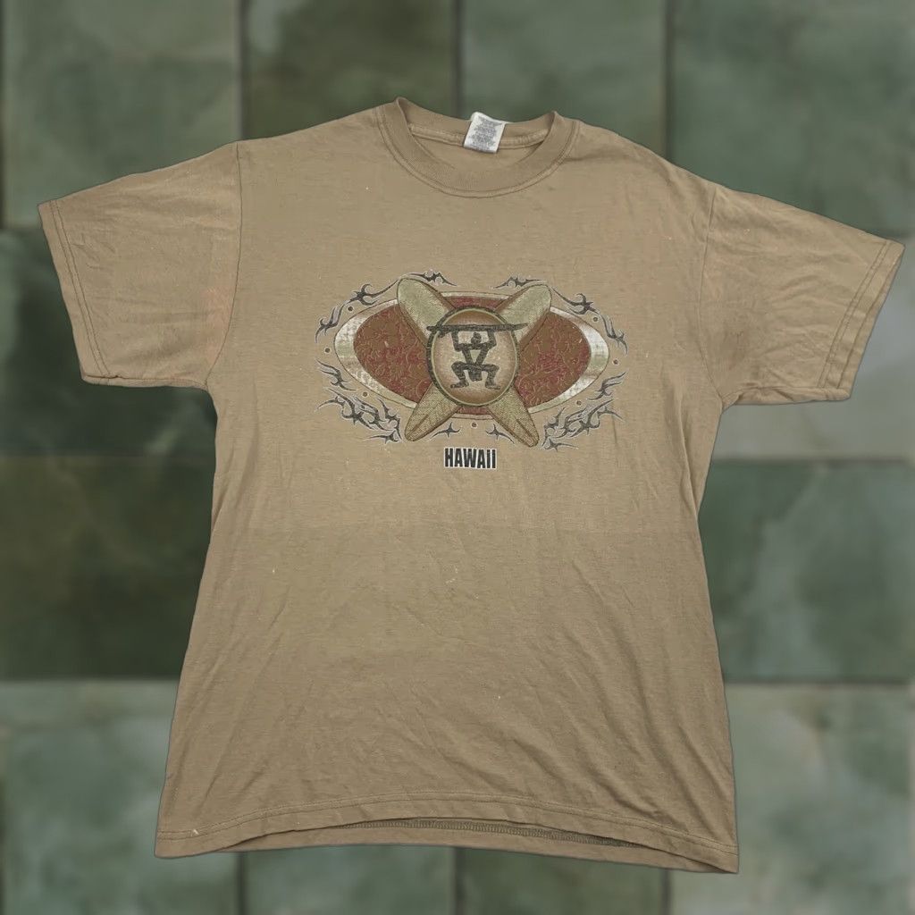 Jerzees VINTAGE Jerzees Hawaii Shirt Adult Medium Crew Neck Short Sleeve Brown Grunge Y2K Surfer Mens M Size US M / EU 48-50 / 2 - 1 Thumbnail