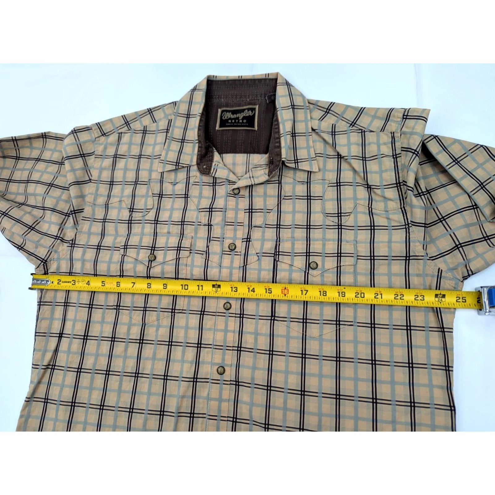 Wrangler VINTAGE Wrangler Brushpopper Western Pearl Snap Shirt Men XL Long Sleeve Plaid Beige&Cotton EUC Size US XL / EU 56 / 4 - 6 Thumbnail