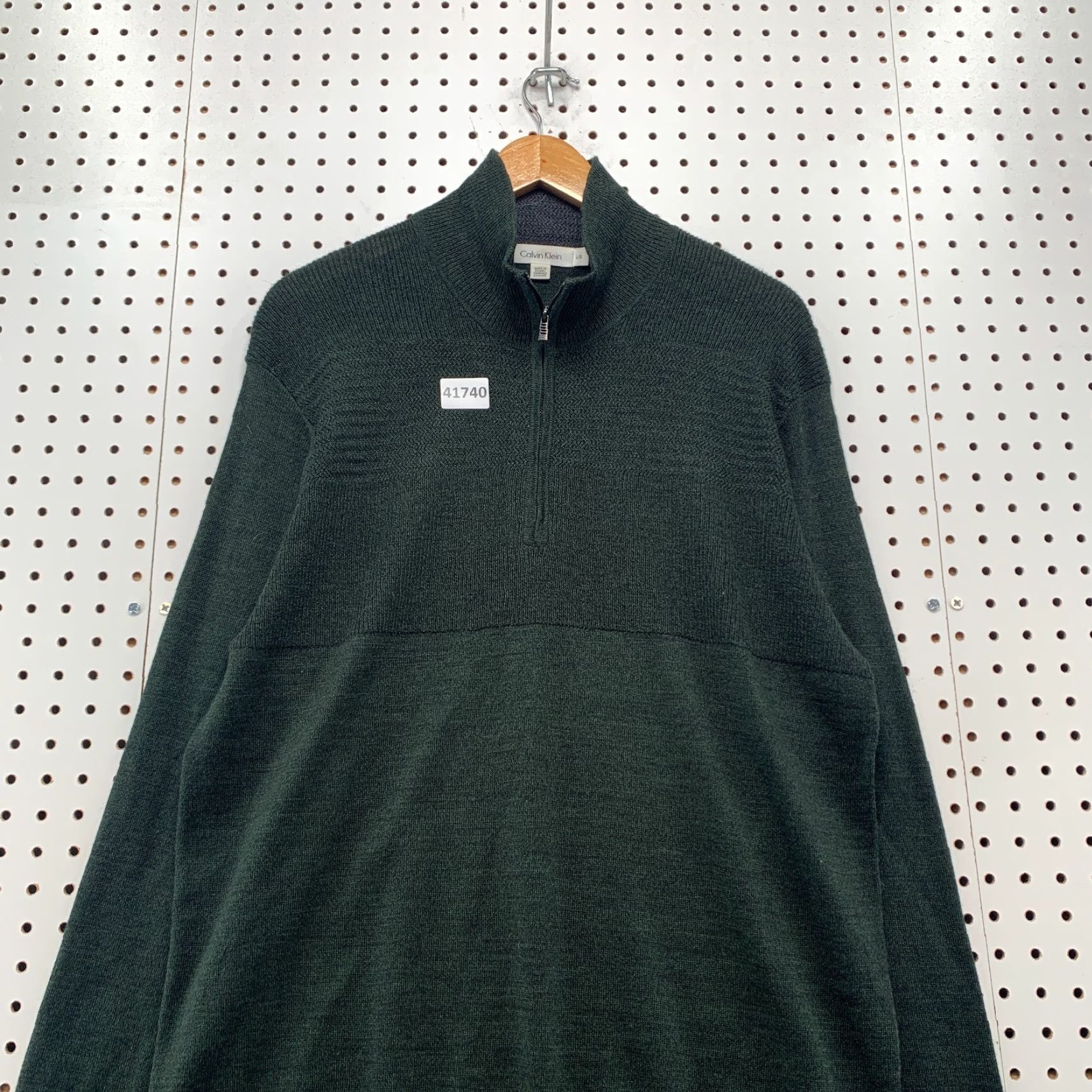 Calvin Klein VINTAGE Calvin Klein Sweater Mens Large 1/4 Zip Wool Blend Dark Green Casual Fall Winter Pullover Size US L / EU 52-54 / 3 - 5 Thumbnail
