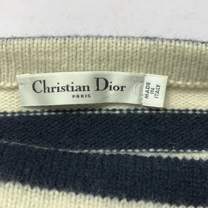 Dior Dior Striped Distressed Embroidered Logo Knit Sweater 0079- Size S / US 4 / IT 40 - 4 Thumbnail