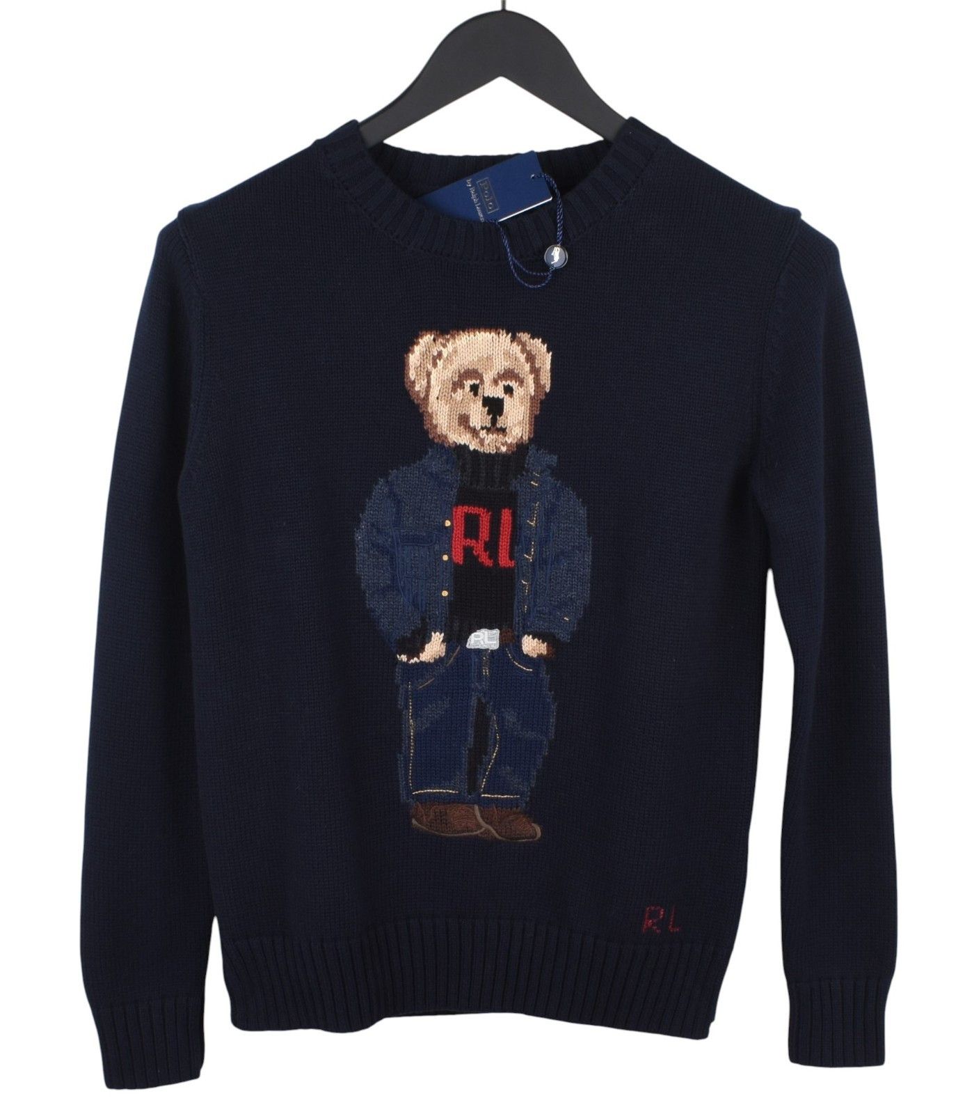 New Ralph Lauren Bear Crew Neck Women Sweater Sz XS H5746-2