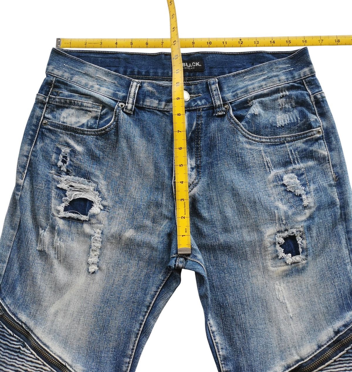 Jean Black Premium Skinny Flex Biker Jeans Like Balmain Jeans Size US 32 / EU 48 - 11 Thumbnail