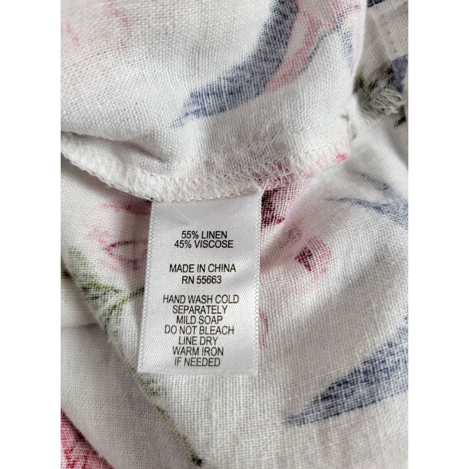 Vintage Tahari Women Button Up Shirt Jacket 1X White Floral Linen Blend Pockets Button Up Long Sleeve Casual Shirt Jacket Womens Size XL / US 12-14 / IT 48-50 - 4 Thumbnail