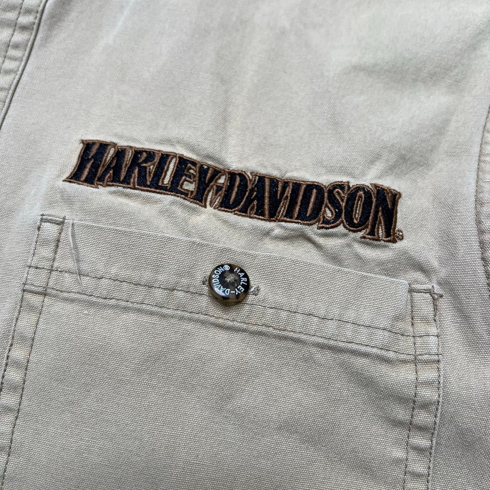 Harley Davidson Y2K HARLEY DAVIDSON Motor Sz M Sleeveless Button cream beige Size US M / EU 48-50 / 2 - 6 Thumbnail
