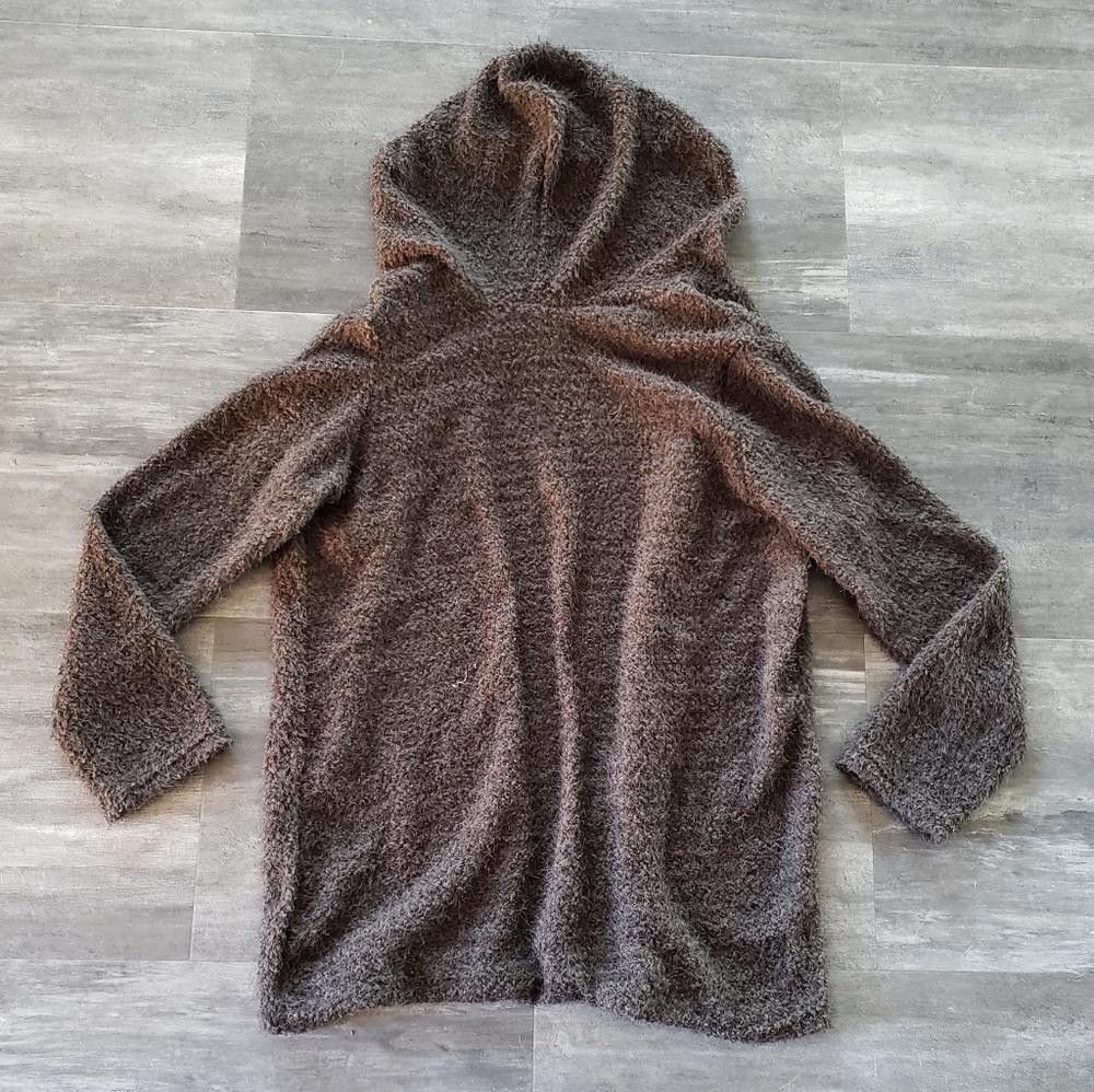 Designer Dark Chocolate Fur Detailed Cardigan Long Sleeve Size M / US 6-8 / IT 42-44 - 2 Thumbnail