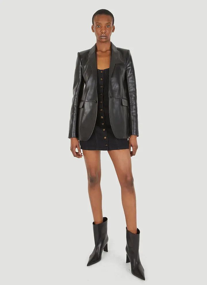 Saint Laurent Paris o1s1wg111024 Strapless Dress in Worn Denim in Black Size M / US 6-8 / IT 42-44 - 2 Thumbnail