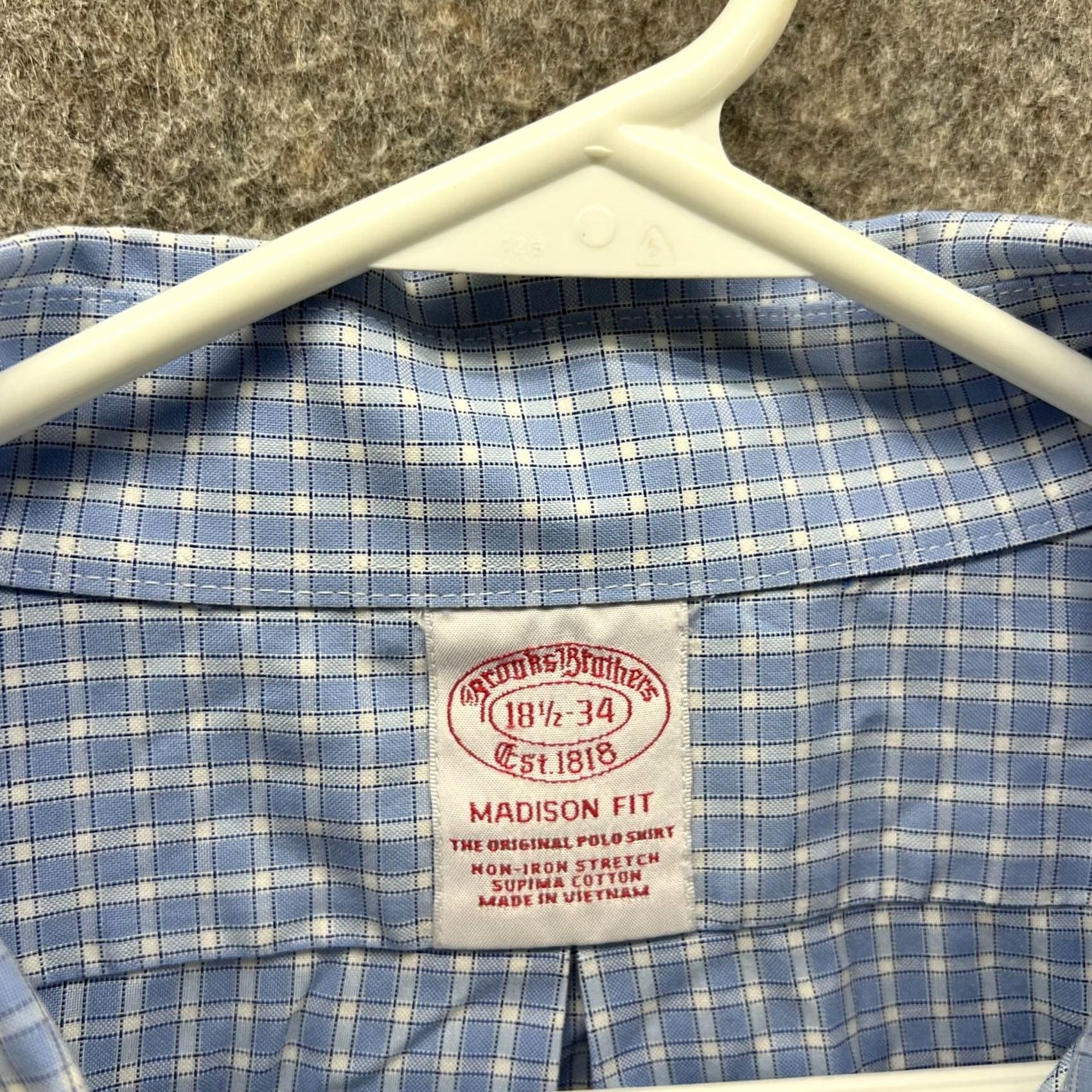 Brooks Brothers VINTAGE Brooks Brothers Shirt Men 18.5 34 Blue Gingham Regent Madison Poplin Button-Down Shirts Mens Regular Blue Pattern Check Long Sleeve Collared Size US XXL / EU 58 / 5 - 6 Thumbnail