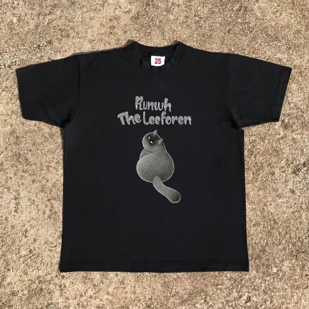 Japanese Brand × Vintage Black washed vintage cat print t-shirt Size US M / EU 48-50 / 2 - 1 Thumbnail