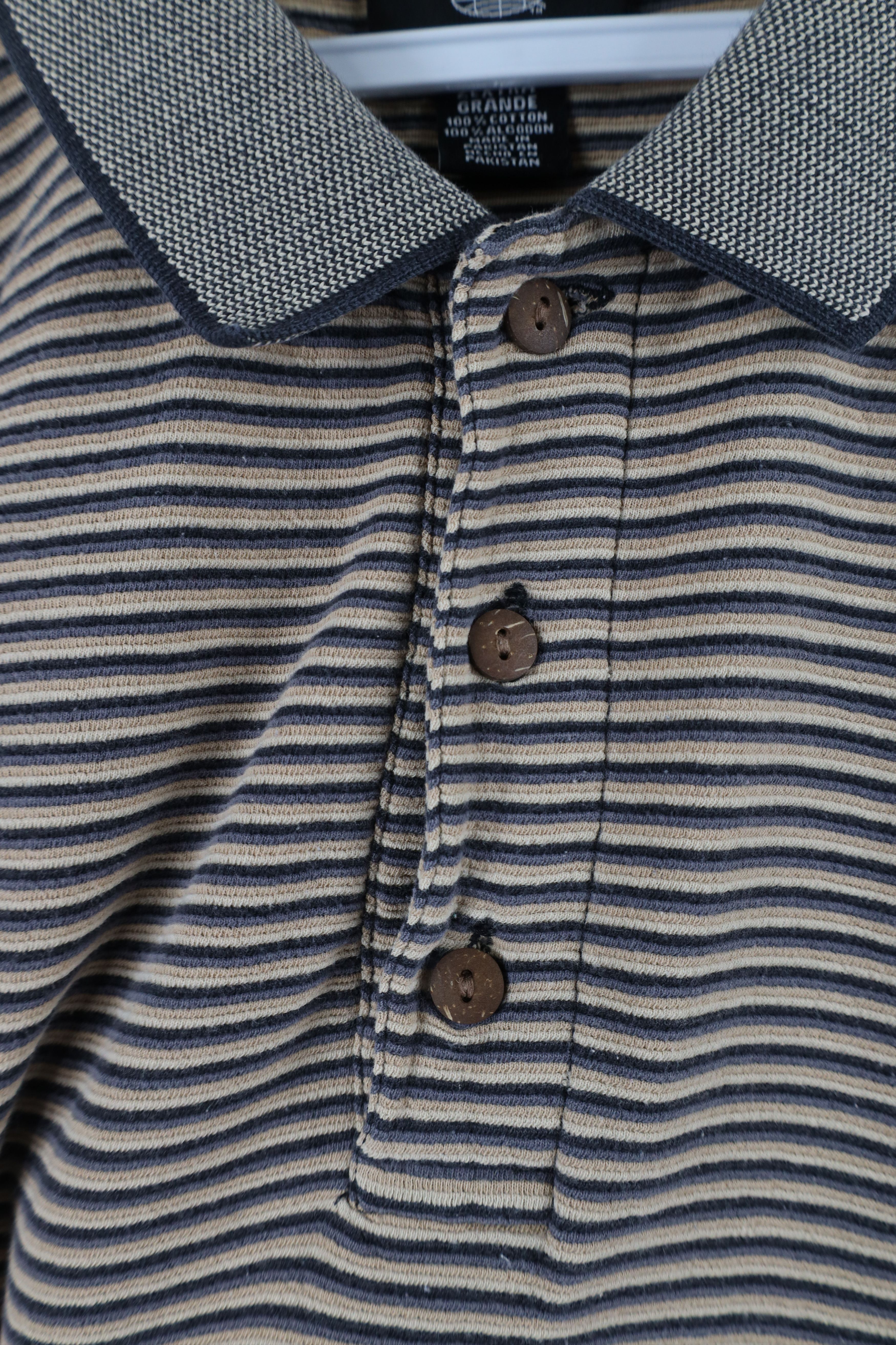 Vintage Vintage 90s Streetwear Striped Ribbed Knit Golf Polo Shirt Size US XXL / EU 58 / 5 - 4 Thumbnail