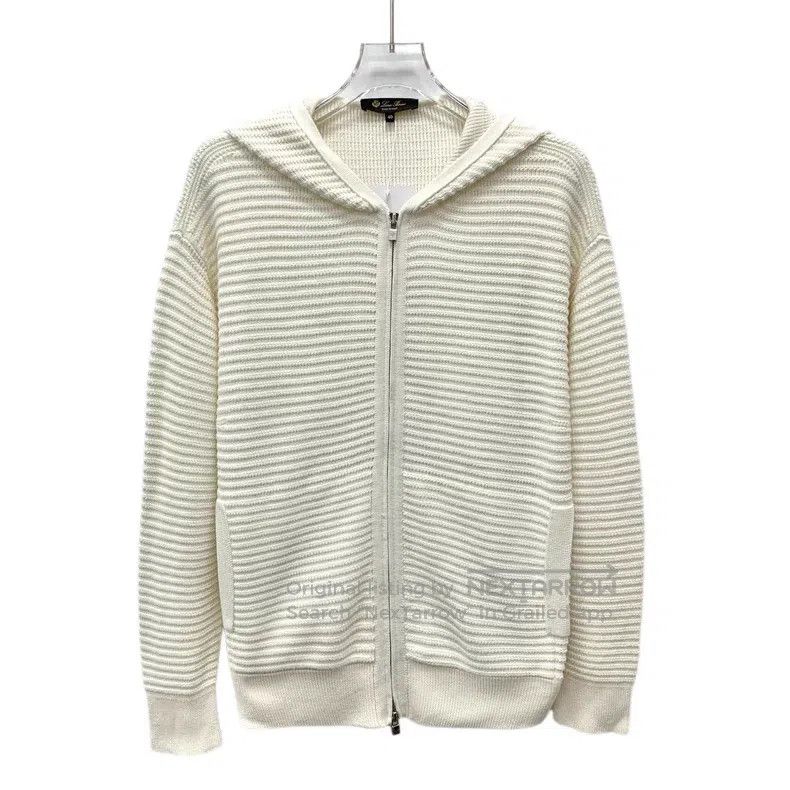 Loro Piana Loro Piana Off-white Ribbed Pure Silk Hooded Zip-up Long S Size XS / US 0-2 / IT 36-38 - 1 Thumbnail