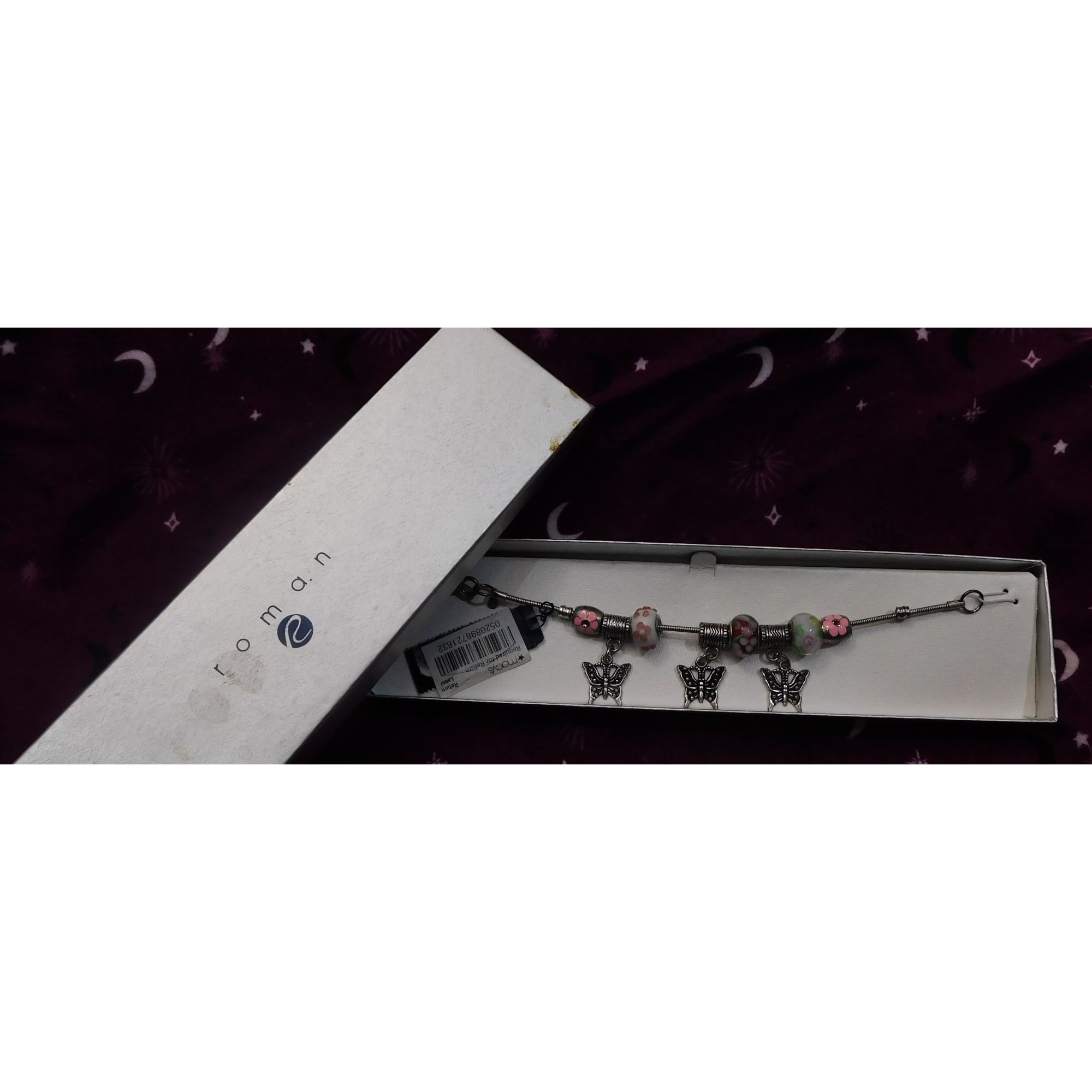 Other Roman Glass Butterfly Foral Charm Bracelet Size ONE SIZE - 4 Thumbnail