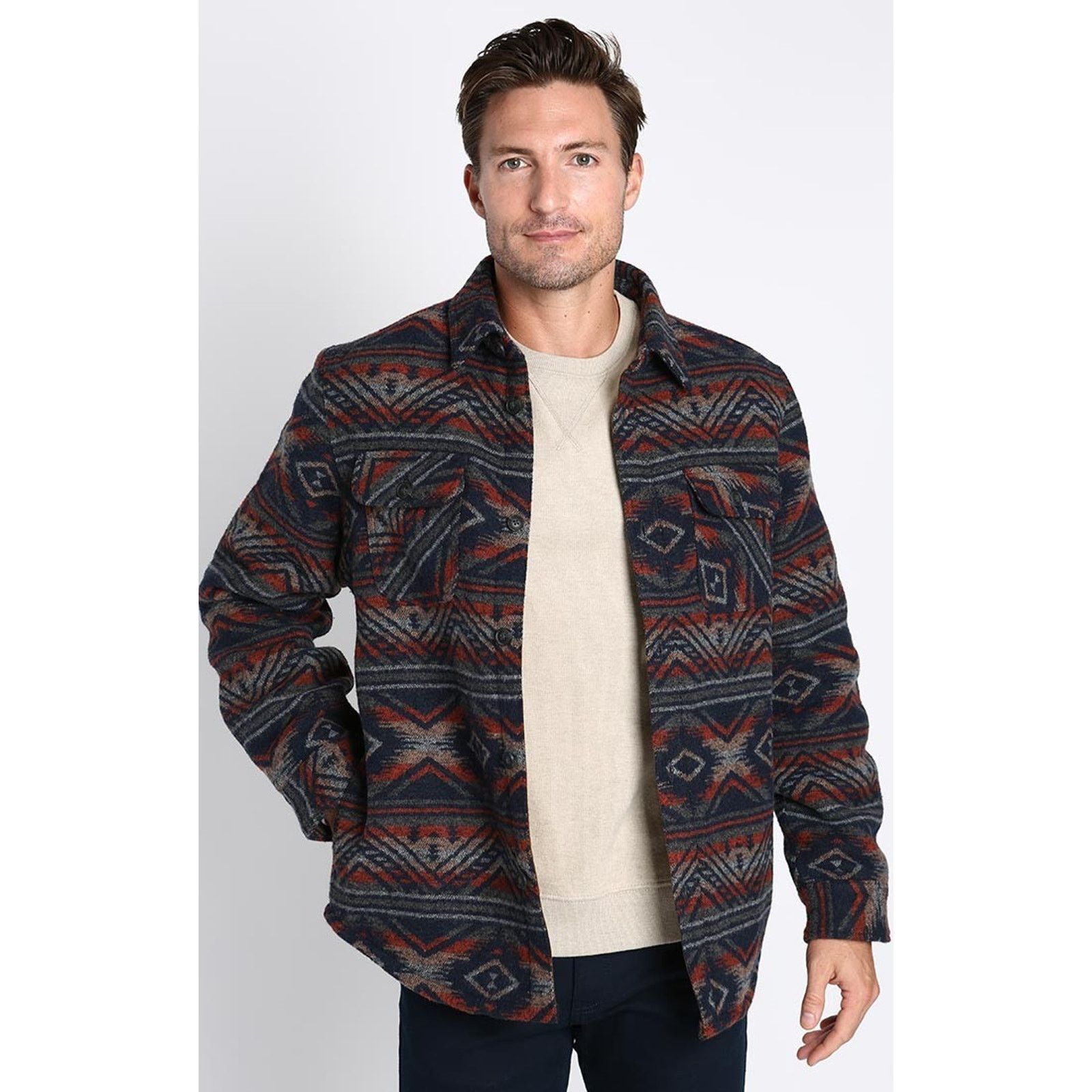 JACHS NY Jachs Aztec Southwest Wool Blend Sherpa Fleece Lined Shirt Size US M / EU 48-50 / 2 - 1 Thumbnail