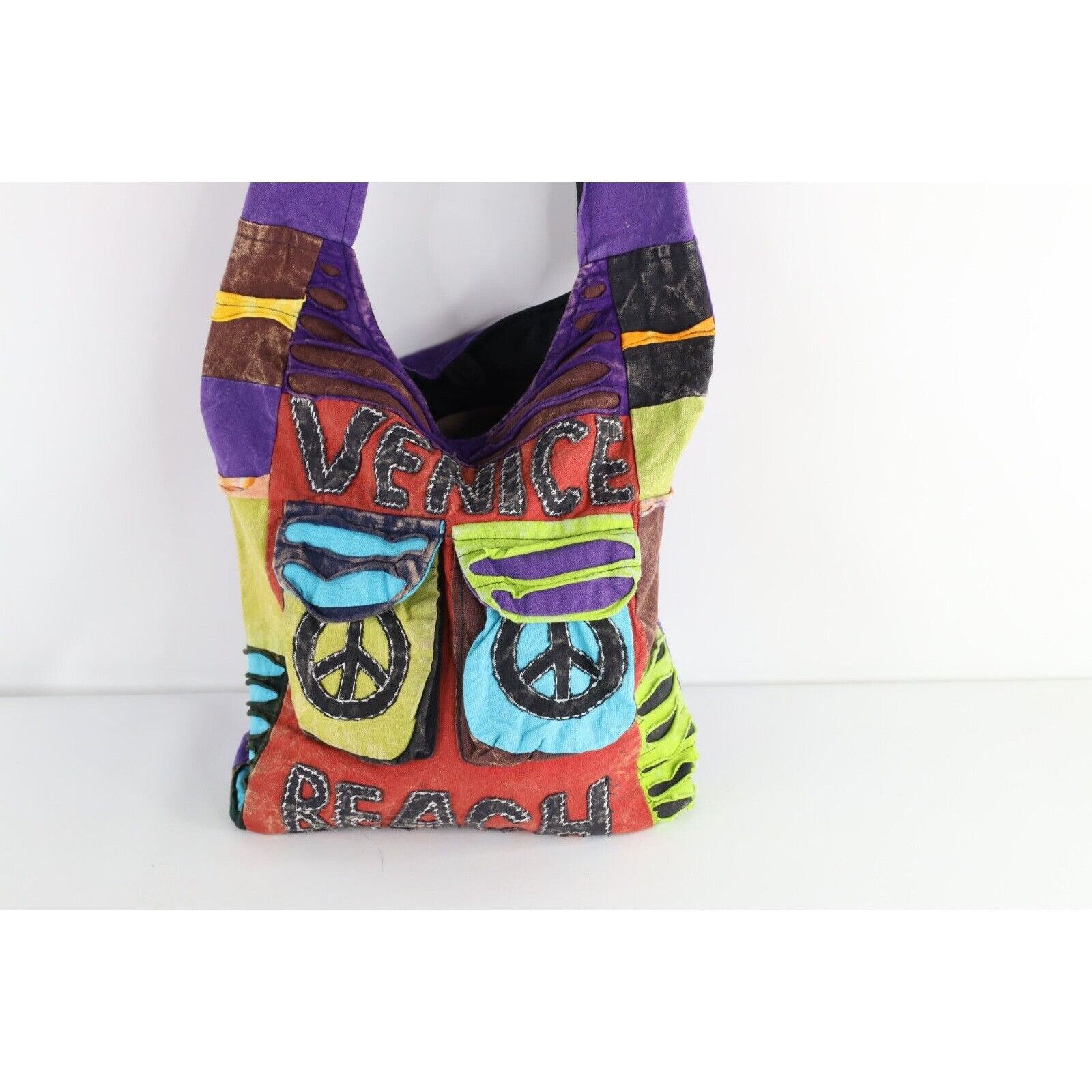 Vintage Vintage 90s Acid Wash Rainbow Peace Sign Venice Bag Size ONE SIZE - 4 Thumbnail