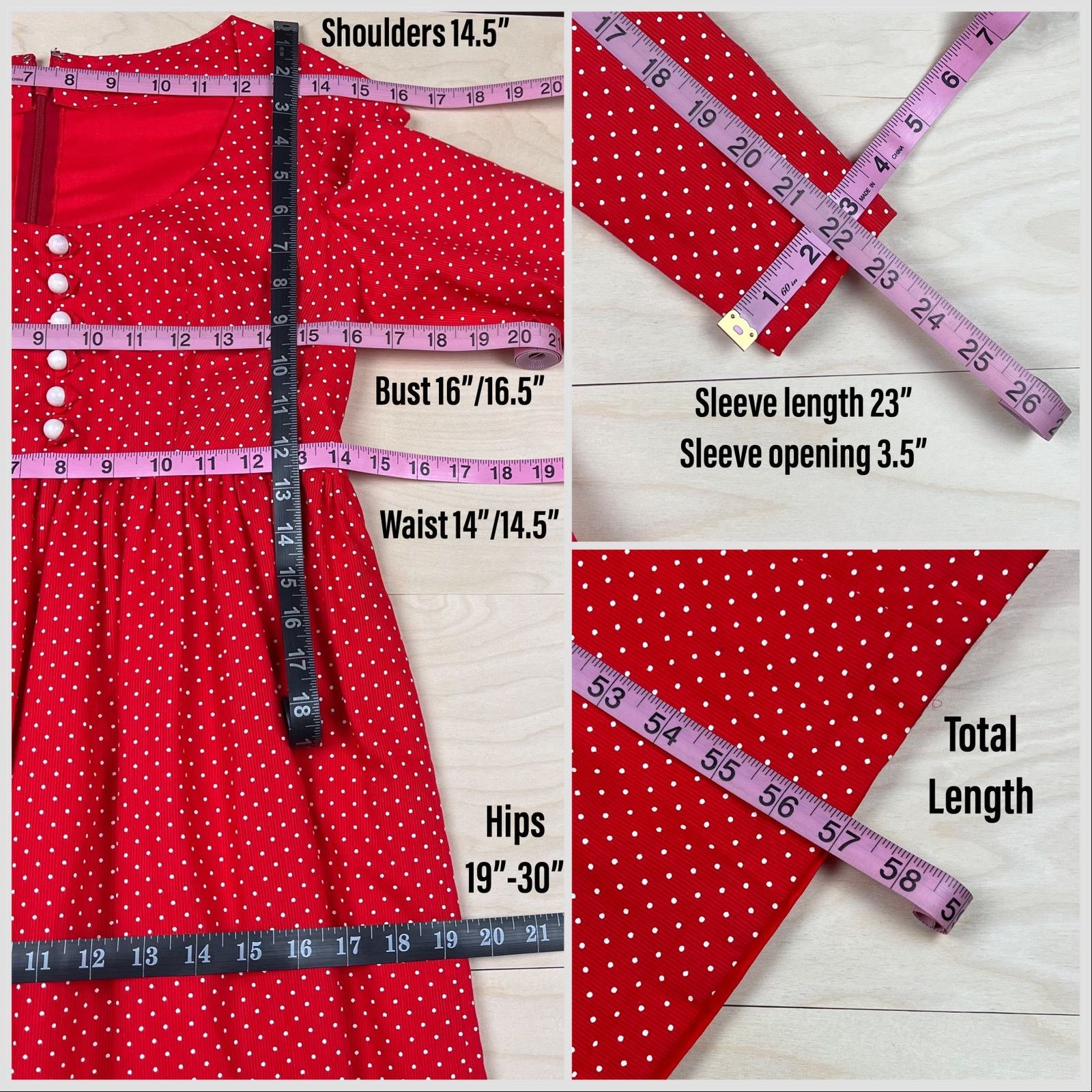 Vintage Vintage 1970s Red & White Polka Dot Long Sleeve Maxi Dress Size XXS / US 00 / IT 34 - 6 Thumbnail