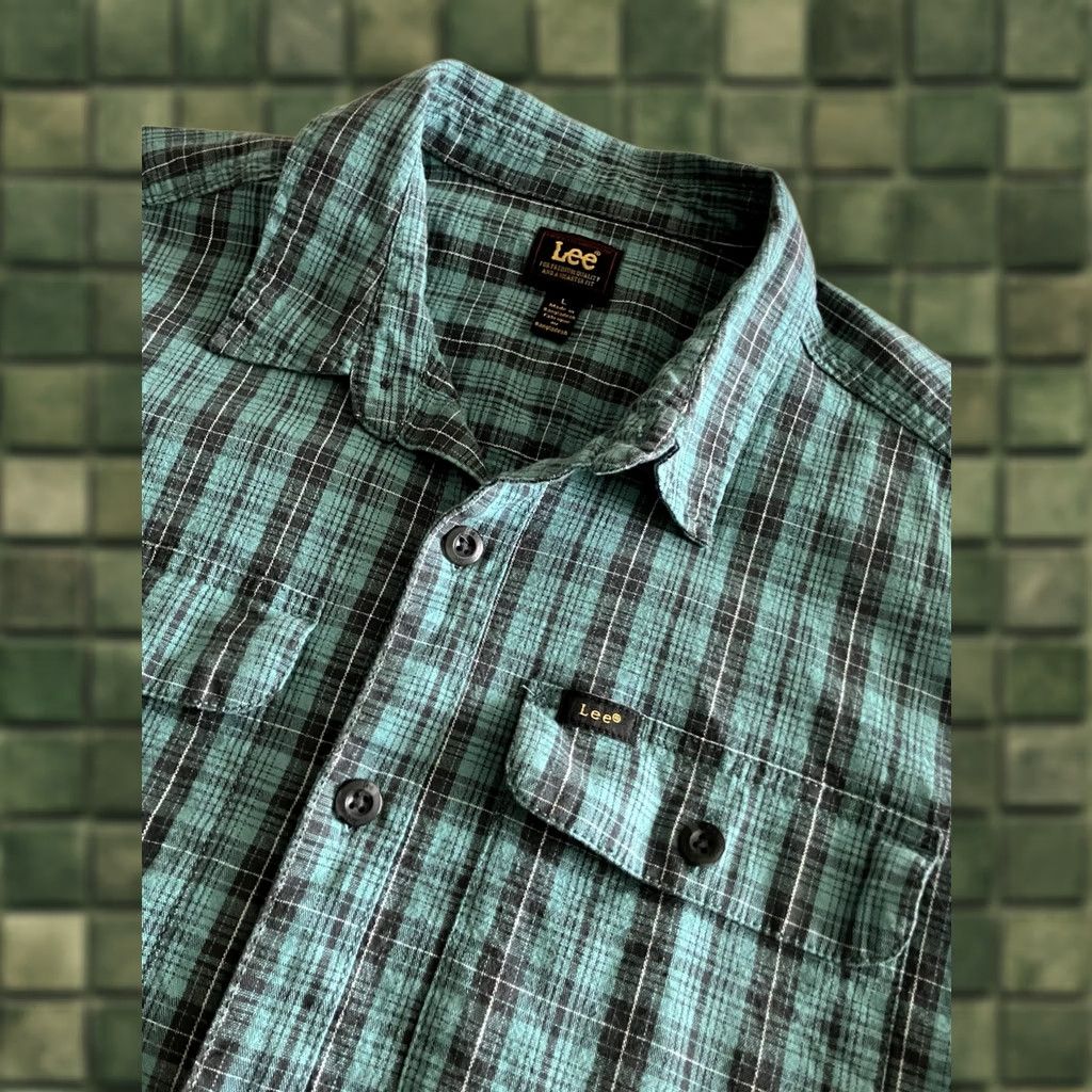 Lee VINTAGE Lee Shirt Mens L Green Plaid Pockets Short Sleeve Button-Up Size US L / EU 52-54 / 3 - 1 Thumbnail