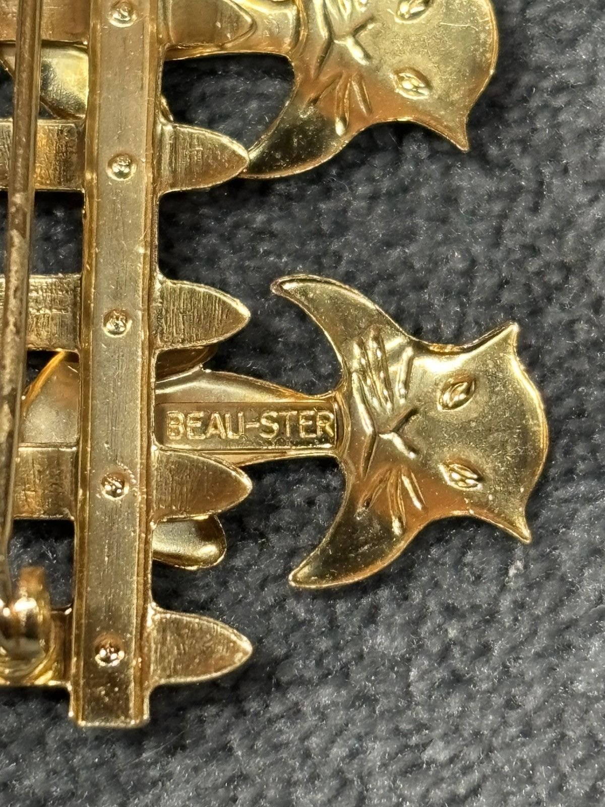Other BEAU Sterling Silver 925 Two Cats Sitting on Fence Brooch Size ONE SIZE - 3 Thumbnail