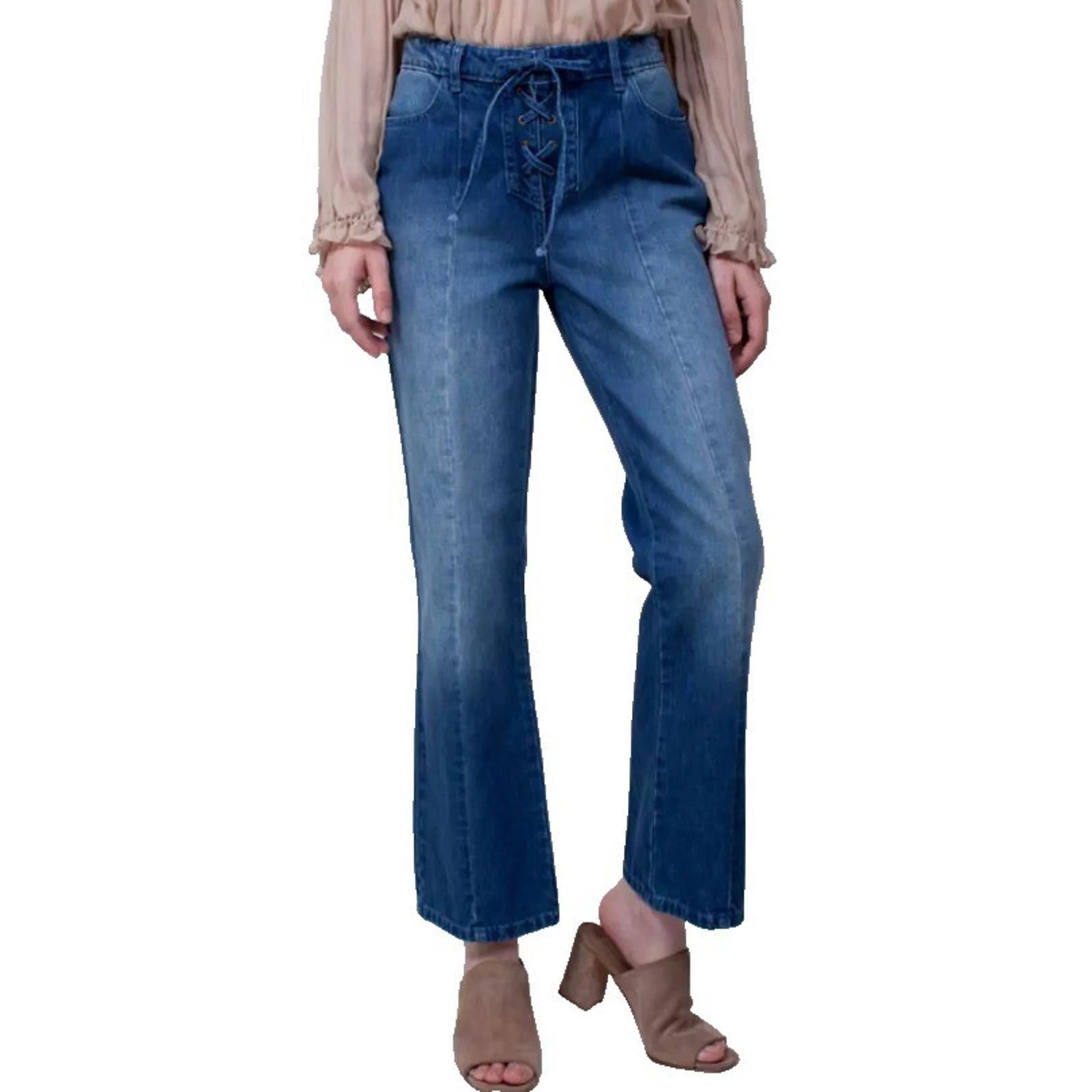 Designer ULLA JOHNSON Alex Jeans Size 6 Lace up Blue Size 28" / US 6 / IT 42 - 2 Thumbnail