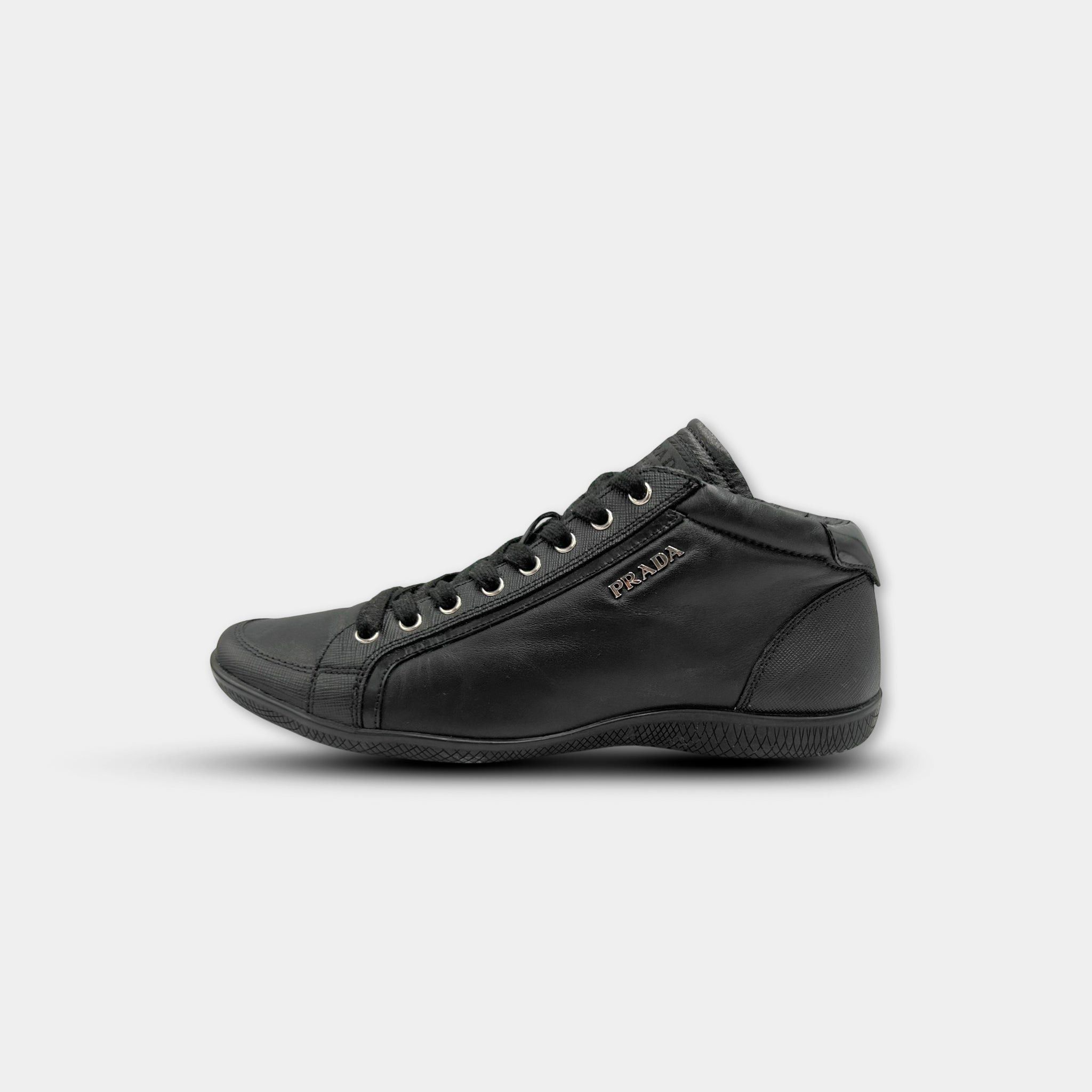 Prada Prada 2000s Black Leather Mid-Height Sneakers Size US 6 / IT 36 - 4 Thumbnail