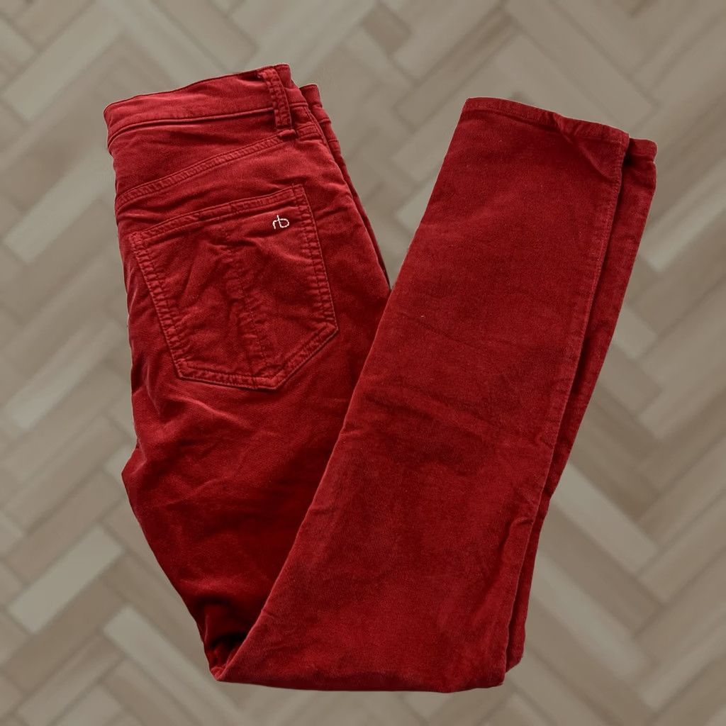 Rag & Bone rag & bone Pants Womens 26 Red Skinny Velour Women Size 26" / US 2 / IT 38 - 1 Thumbnail
