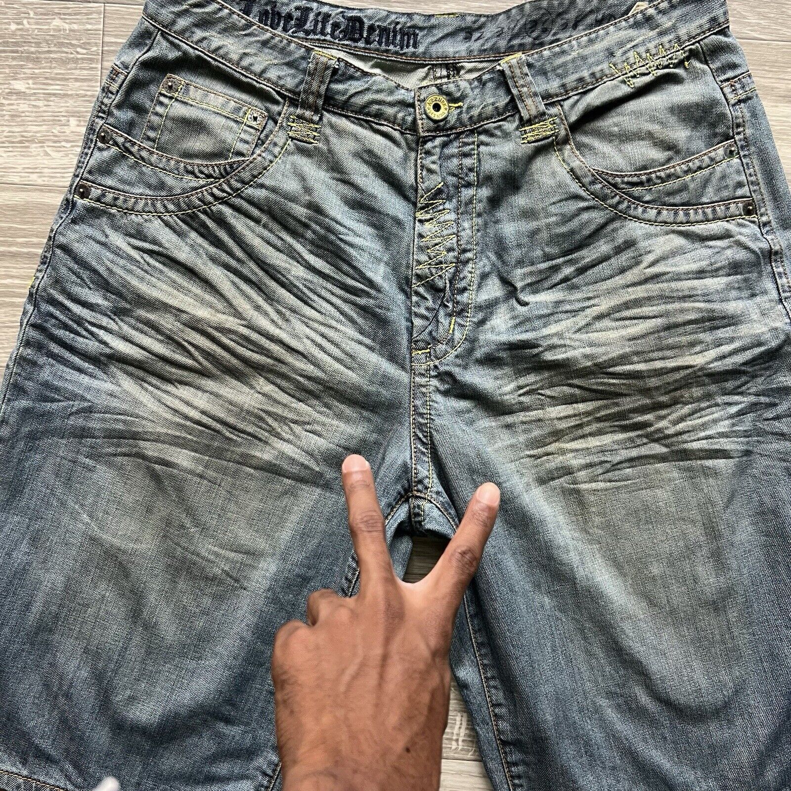 Other Vintage Y2k Azzure Shorts Mens 36 Blue BaggyDenim Jorts Size US 36 / EU 52 - 7 Thumbnail