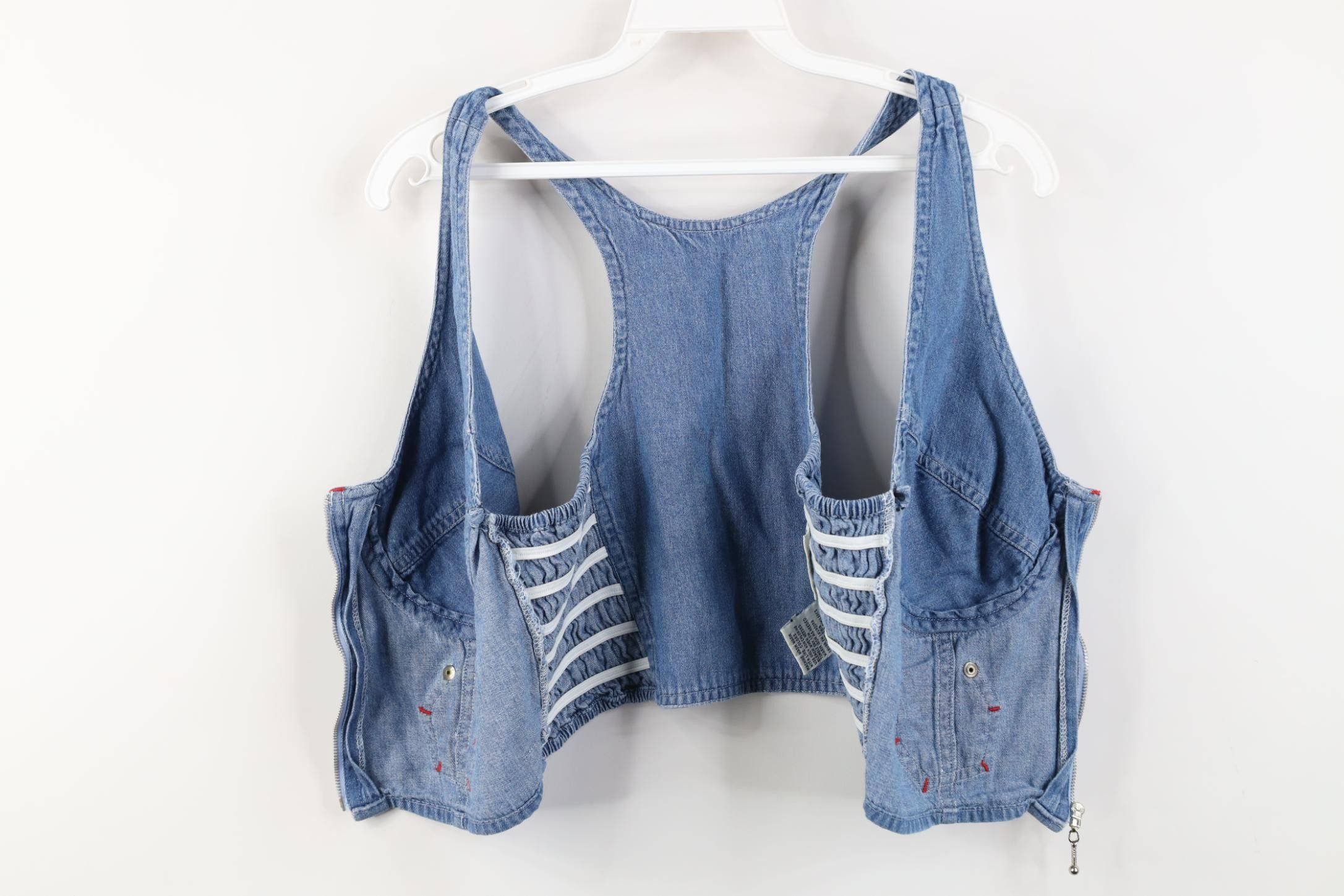 Vintage Vintage 90s Y2K Babydoll Front Zip Denim Jean Bra Shirt Blue Size L / US 10 / IT 46 - 7 Thumbnail